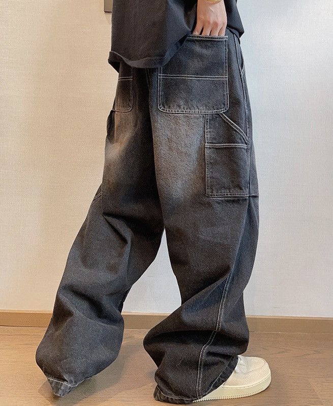 Japanese Brand × Vintage Outdoor retro washed pleated baggy carpenter jeans pants Size US 30 / EU 46 - 4 Thumbnail