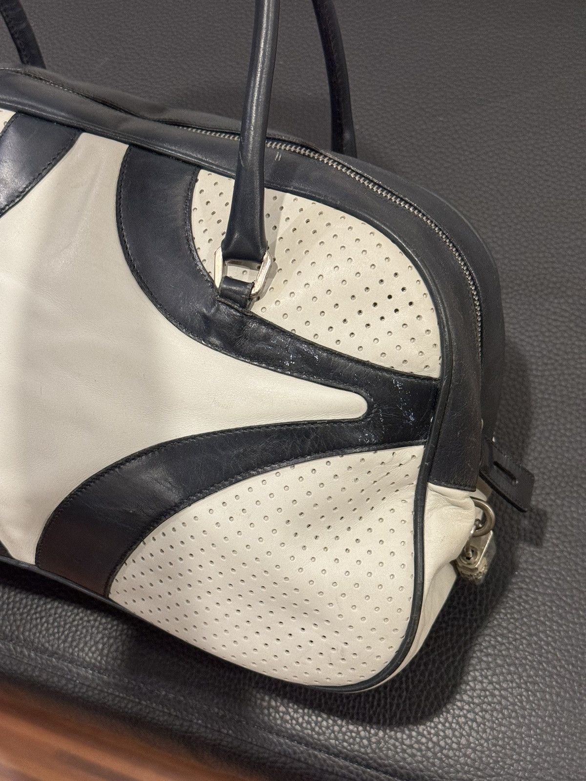 Prada PRADA Black Leather Bowling Bag Satchel Bowler Handbag Ss00 Size ONE SIZE - 9 Thumbnail