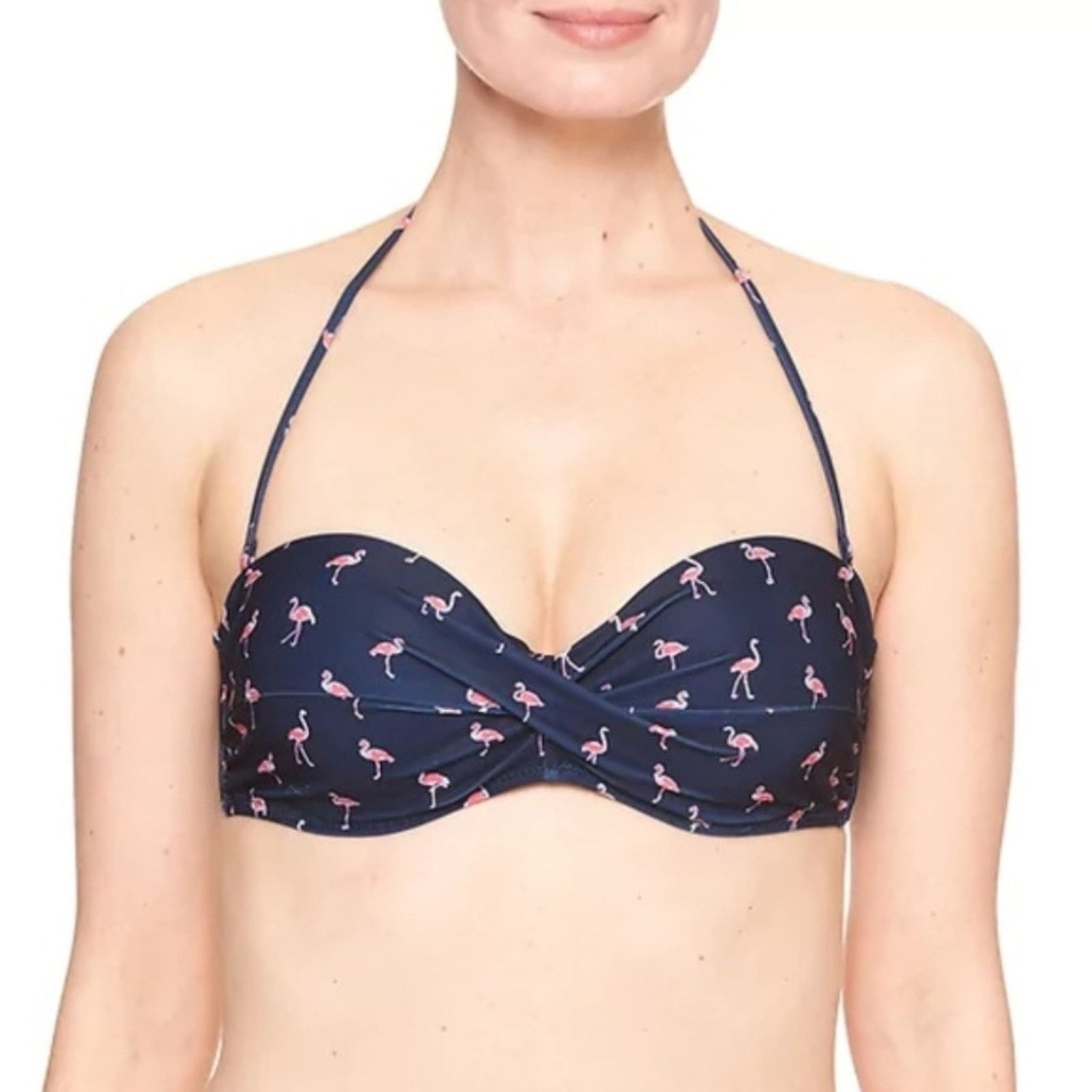 Gap GAP Flamingo Navy Blue Twist Bandeau Bikini Top Size XS / US 0-2 / IT 36-38 - 1 Thumbnail