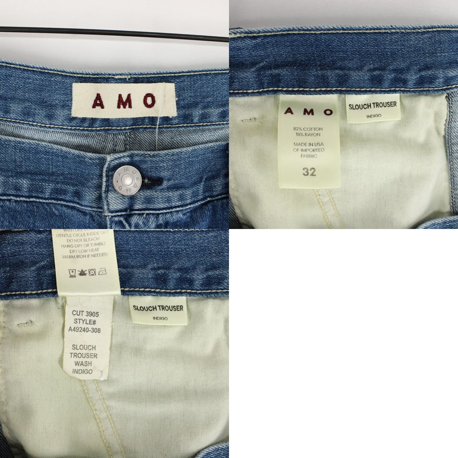 AMO VINTAGE AMO Slouch Trouser Jeans Womens 32 Blue Indigo Relaxed Fit High Rise 5-Pocket Denim Mens / Womens Size 24" / US 00 / IT 34 - 8 Thumbnail