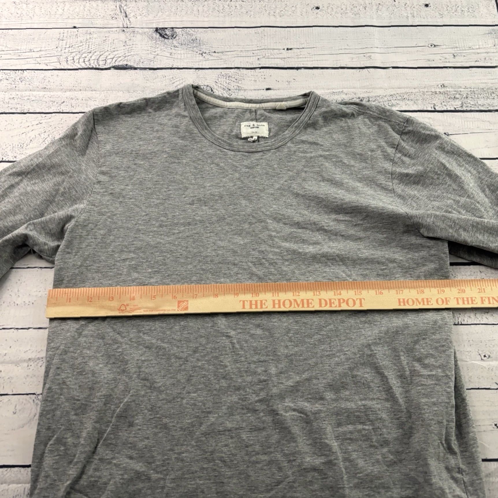 Rag & Bone Rag & Bone Long Sleeve Basic Cotton T Shirt Women's Large Gray Size L / US 10 / IT 46 - 4 Thumbnail