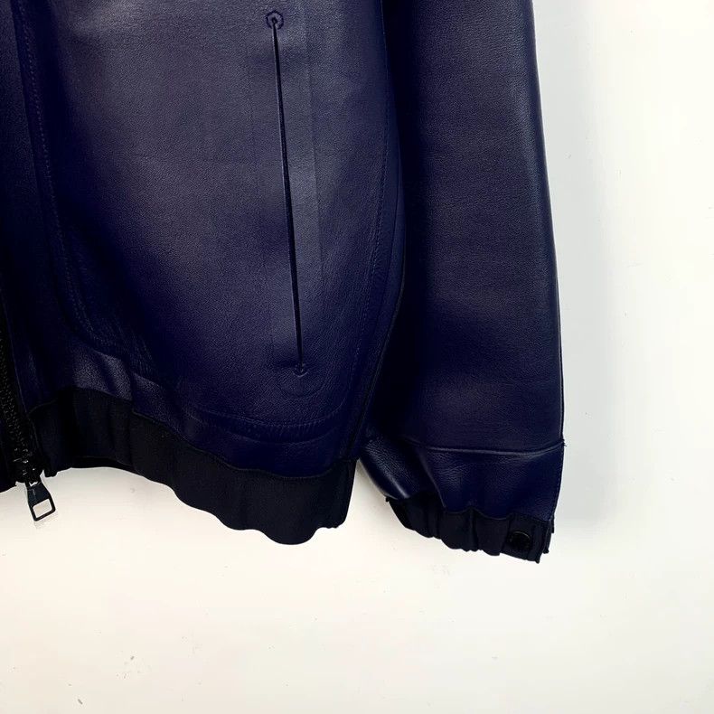 Louis Vuitton Louis Vuitton Dark blue hooded zip-up leather jacket Size US S / EU 44-46 / 1 - 4 Thumbnail