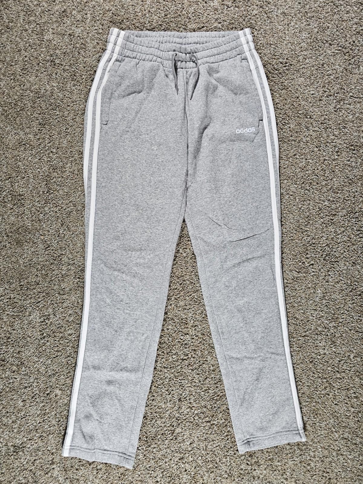 Adidas Adidas Womens Small Gray White Stripe Sweatpants Drawstring Size 28" / US 6 / IT 42 - 1 Thumbnail