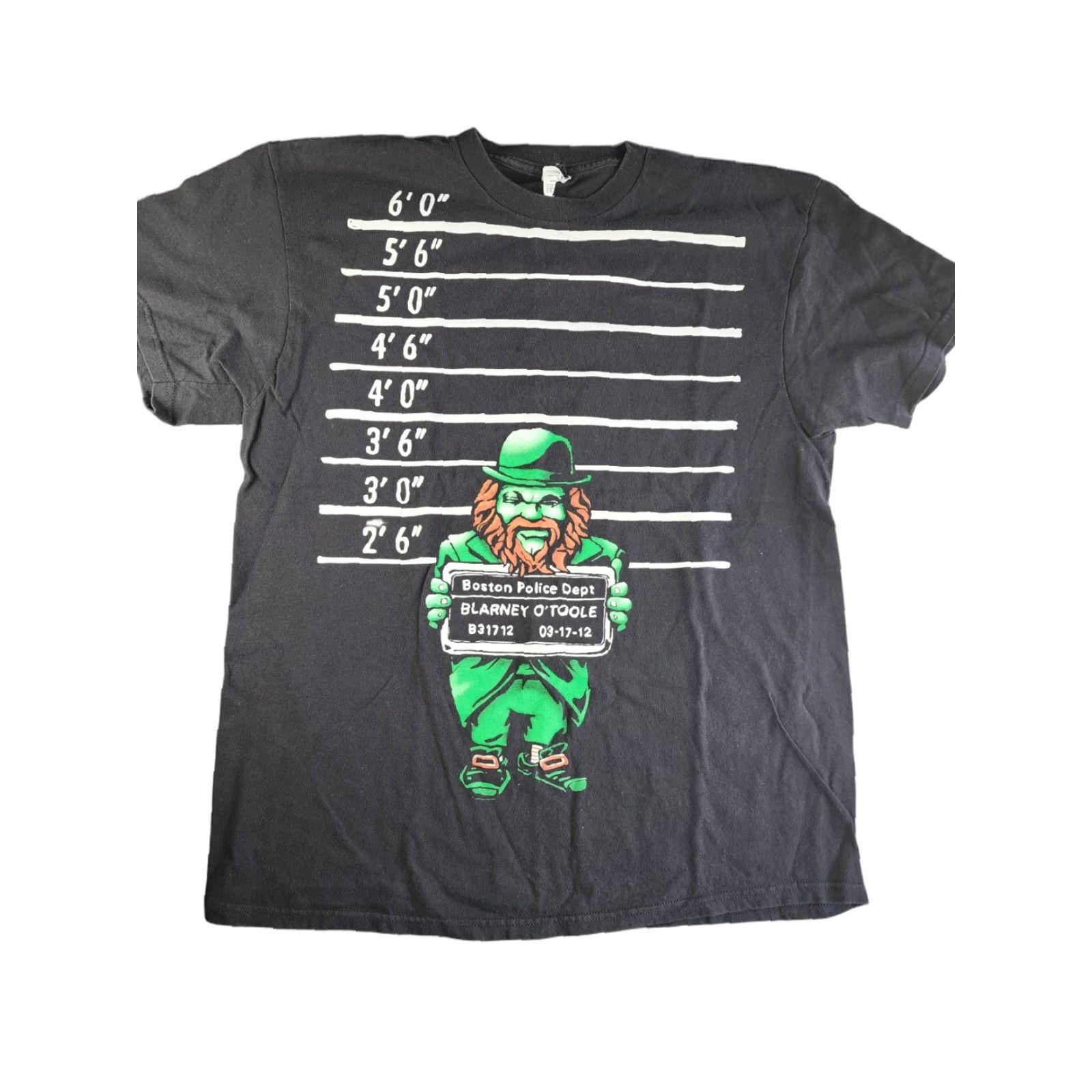 Vintage Leprechaun Shirt Men XL Black St Patricks Day T-Shirt Logo Graphic Print Boston Police Dept Size US XL / EU 56 / 4 - 1 Thumbnail
