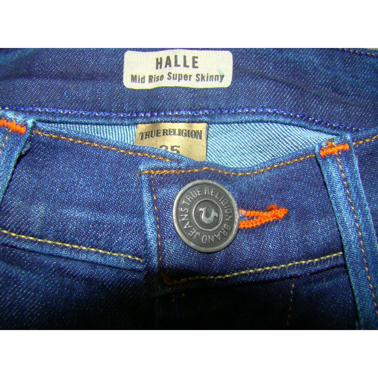 True Religion NWT True Religion Womens Jeans Halle Mid-Rise Super-Skinny 25 Blue Denim Cotton Blend Womens Christmas Gift Mens? Size 42" / US 20 - 4 Thumbnail