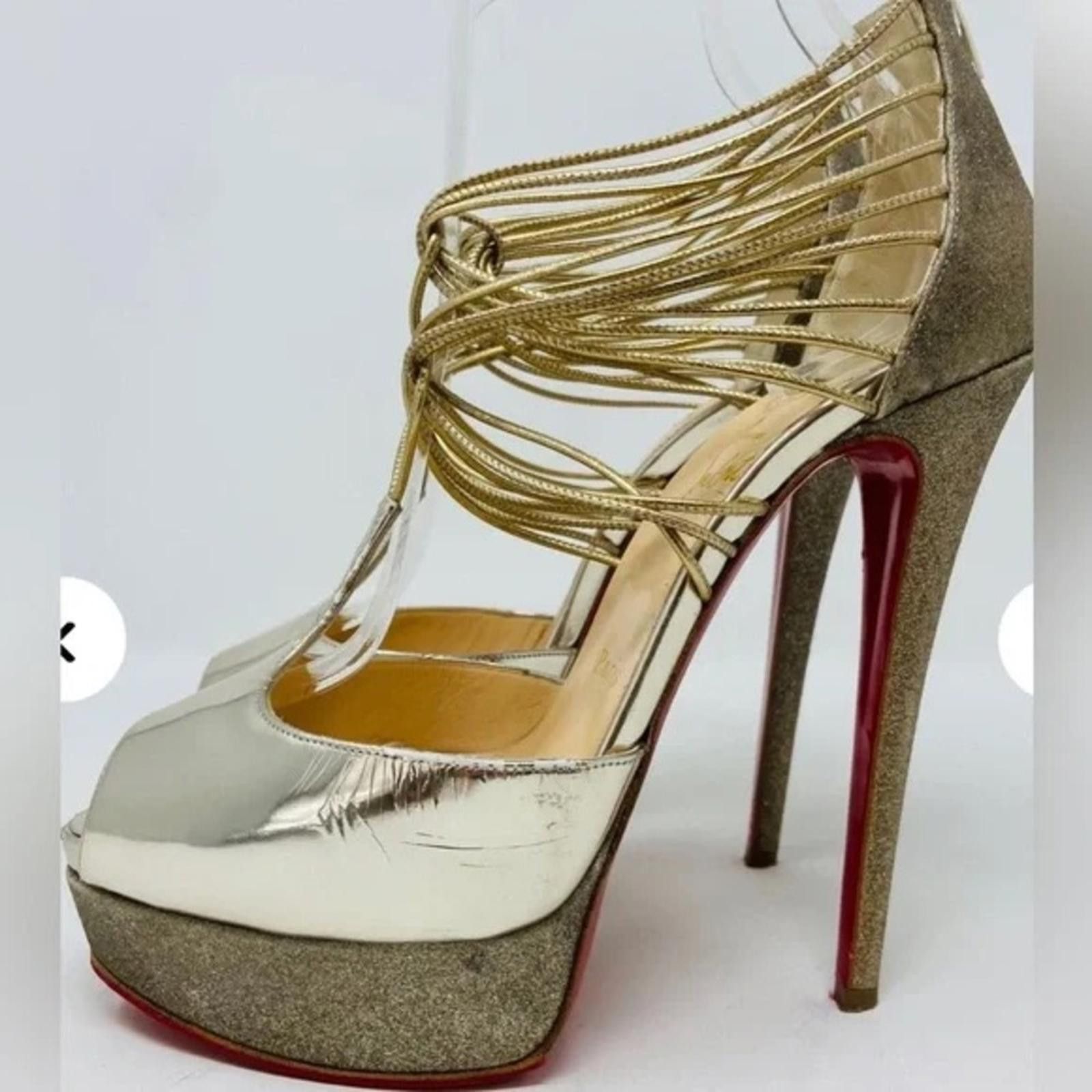 Christian Louboutin Christian Louboutin Lady Peep Glitter Platform Heels EU 36 Size US 5.5 / IT 35.5 - 1 Thumbnail