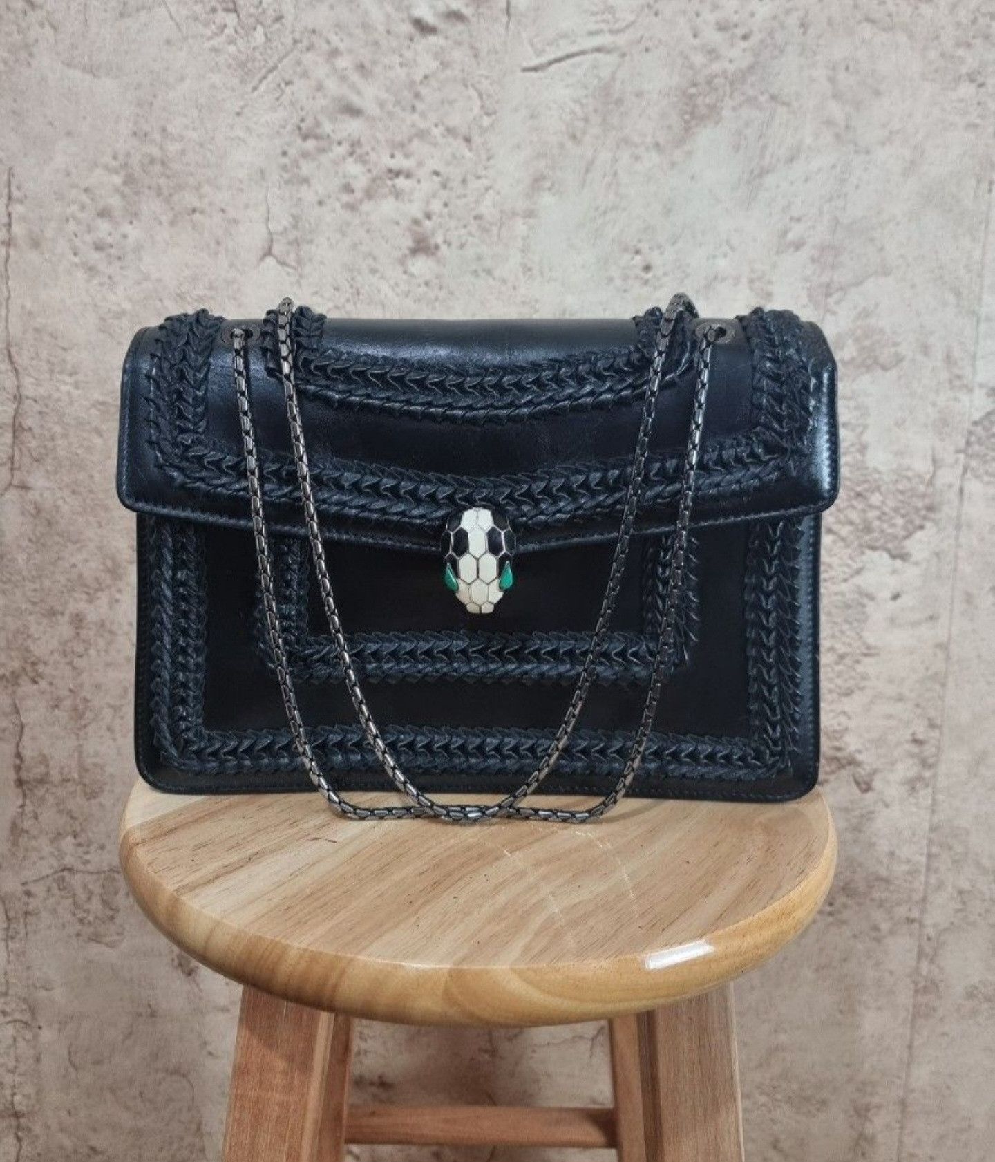 Bvlgari Blvgari Plisse Black Serpenti Leather Bag Size ONE SIZE - 1 Thumbnail