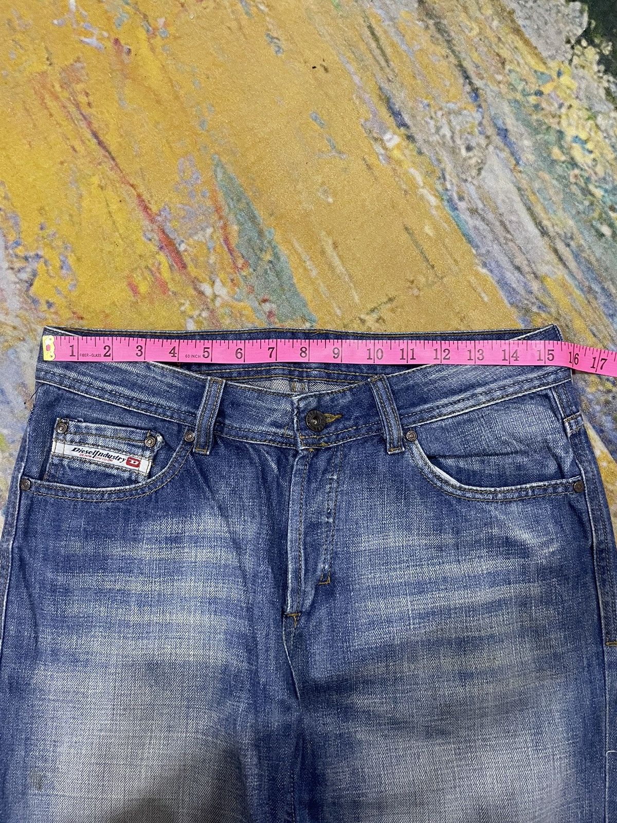 Diesel Black Gold Vintage Y2K Diesel Thrashed Flare Denim Pants Size US 31 - 15 Thumbnail