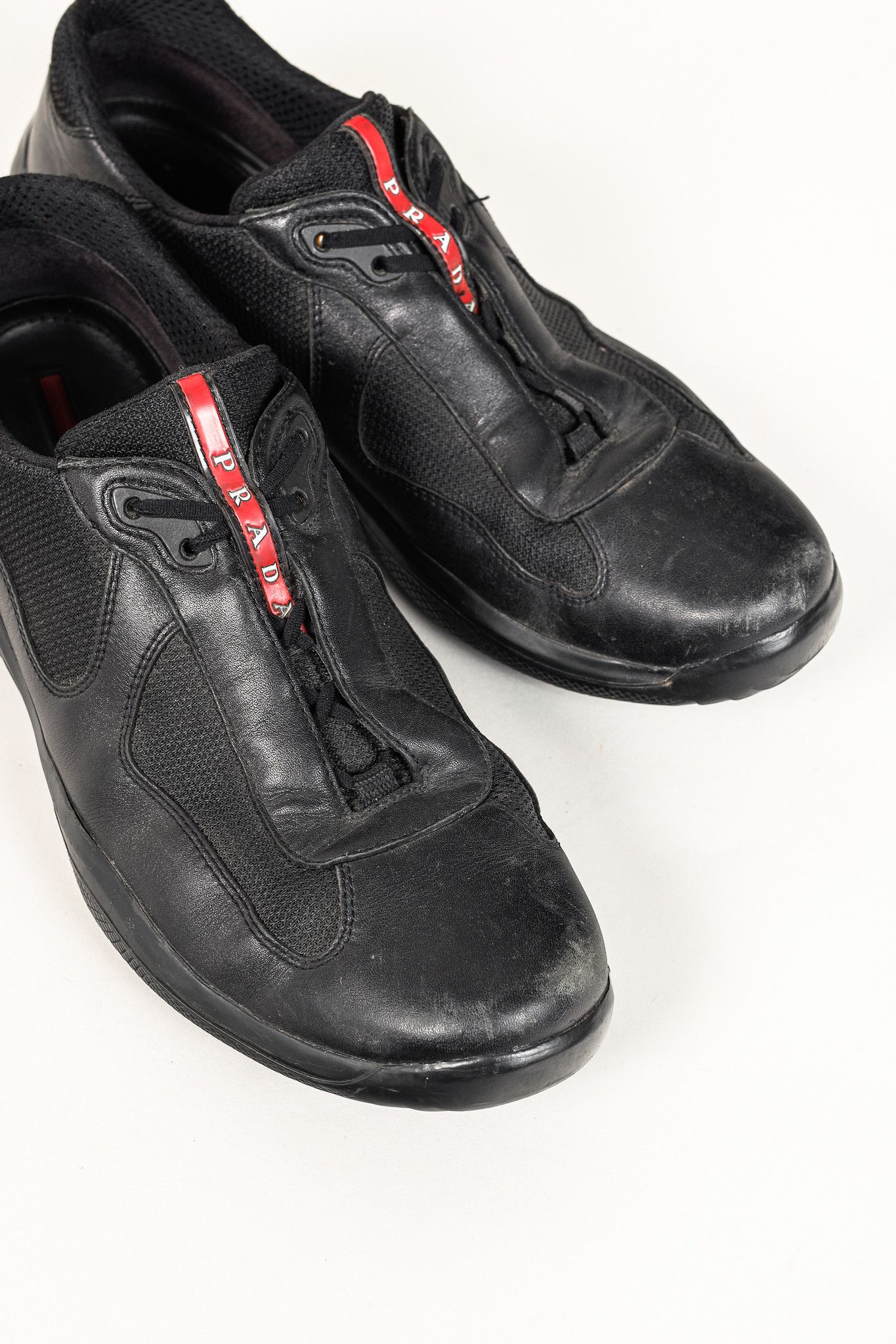 Prada Prada Red Label Black Leather & Mesh Y2K Trainers Size US 9 / EU 42 - 6 Thumbnail