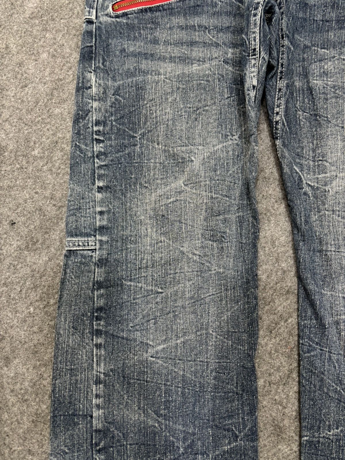 Japanese Brand 💥Double Waist💥Dominate Zipper Twisted Fades Denim F649 Size US 33 - 7 Thumbnail