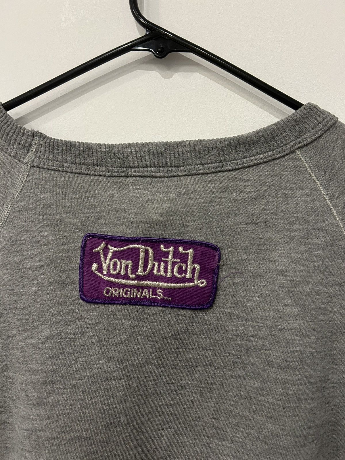 Von Dutch Von Dutch Original Embroidered Flame Sleeve Grey Sweater Size US XL / EU 56 / 4 - 5 Thumbnail