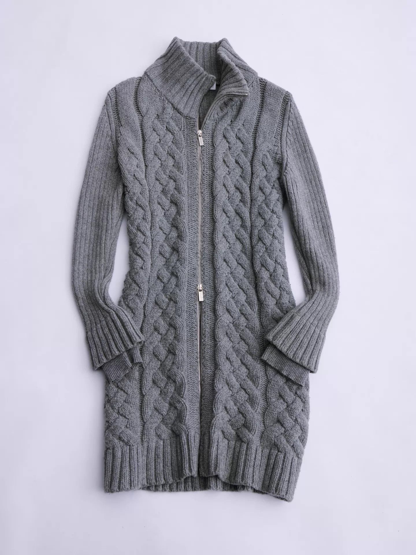 Blumarine Blugirl by Blumarine Gray Zipper Knit Long Jacket Size ONE SIZE - 8 Thumbnail