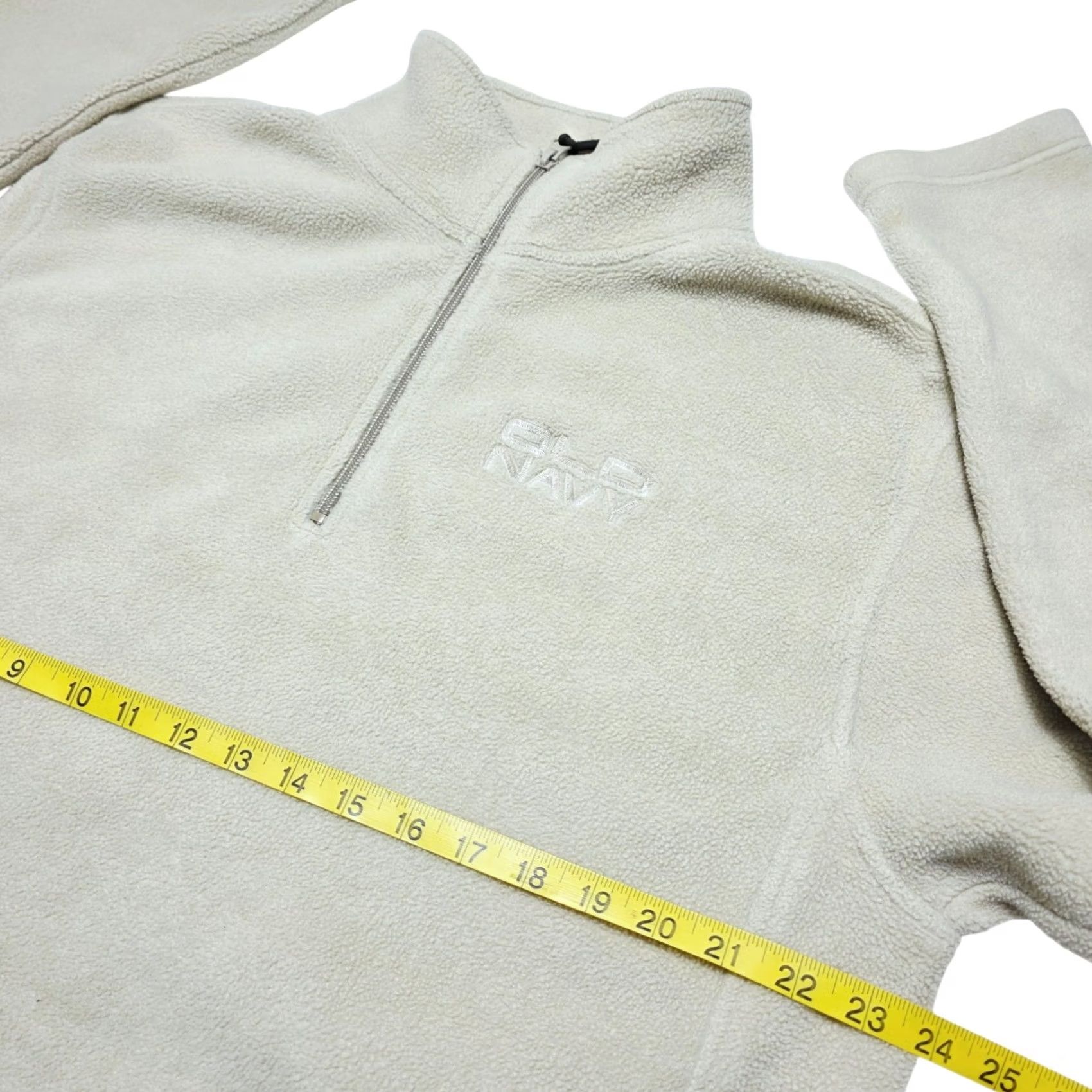 Old Navy VINTAGE Old Navy Sweatshirt 1/4 Zip Fleece Pullover Mock Neck Long Sleeve Men's Large Cream Ivory Size US L / EU 52-54 / 3 - 3 Thumbnail