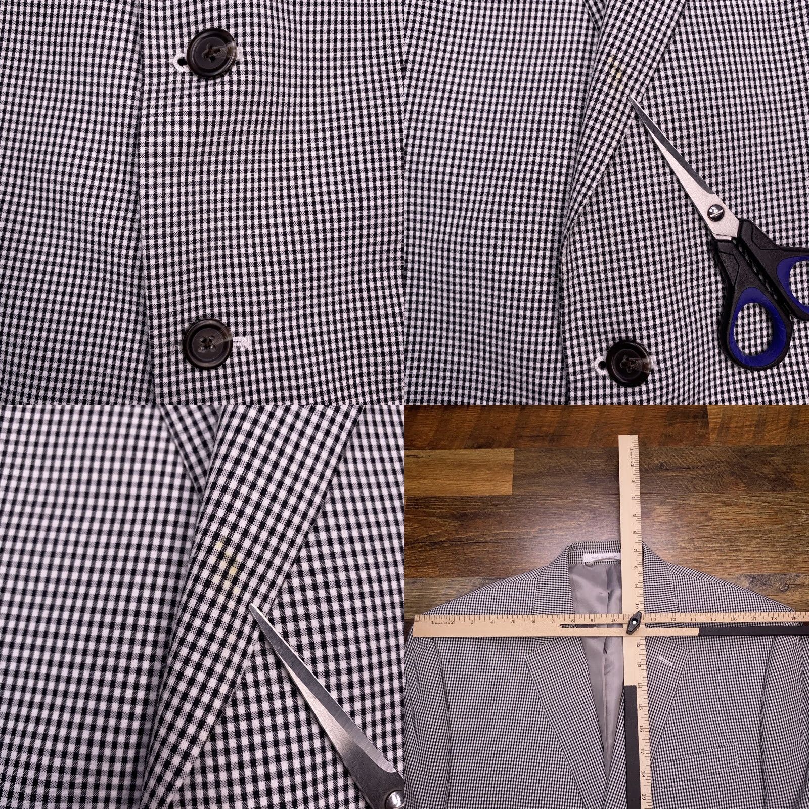 Chaps Chaps Sport Coat Mens 44L Black White Plaid Blazer Jackets Coat Blazer Sport Coat Notch Lapel Vintage? Wait. Size 44R - 8 Thumbnail