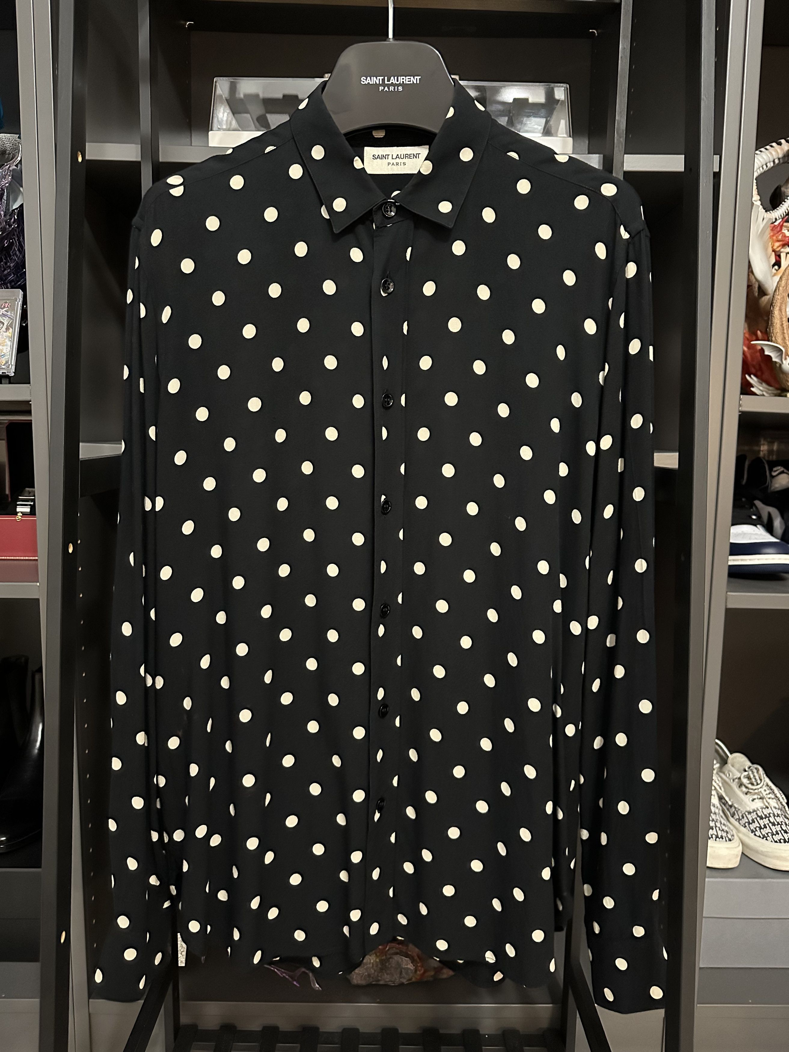 Saint Laurent Paris Polka Dot Print Shirt