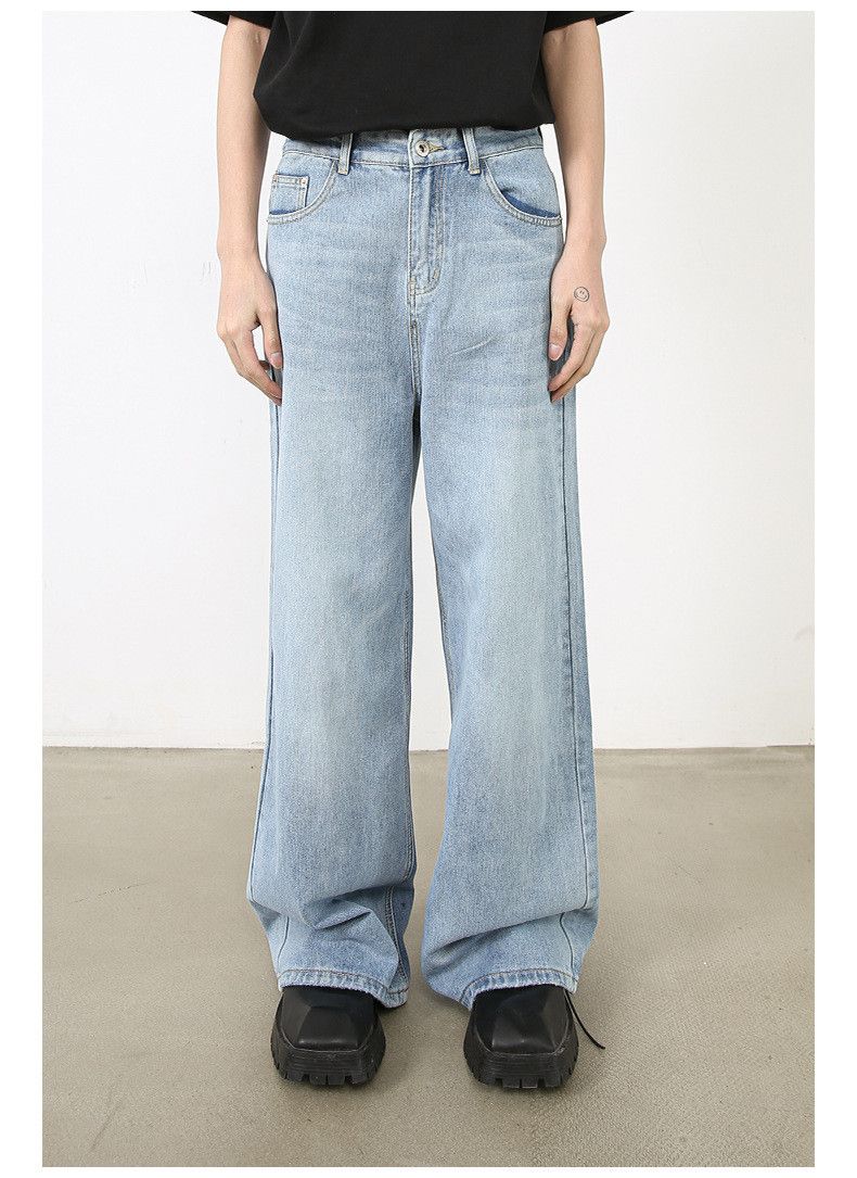Japanese Brand Japanese retro light blue washed men's loose straight jeans Size US 32 / EU 48 - 2 Thumbnail