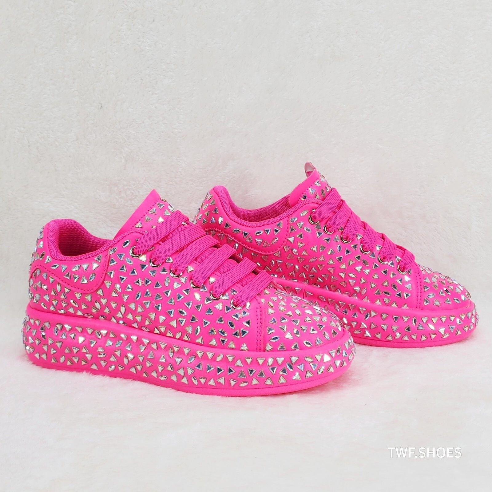Other Geo Dazzle Cush Iridescent Stone Hot Pink Platform Sneakers Size US 8 / IT 38 - 2 Thumbnail