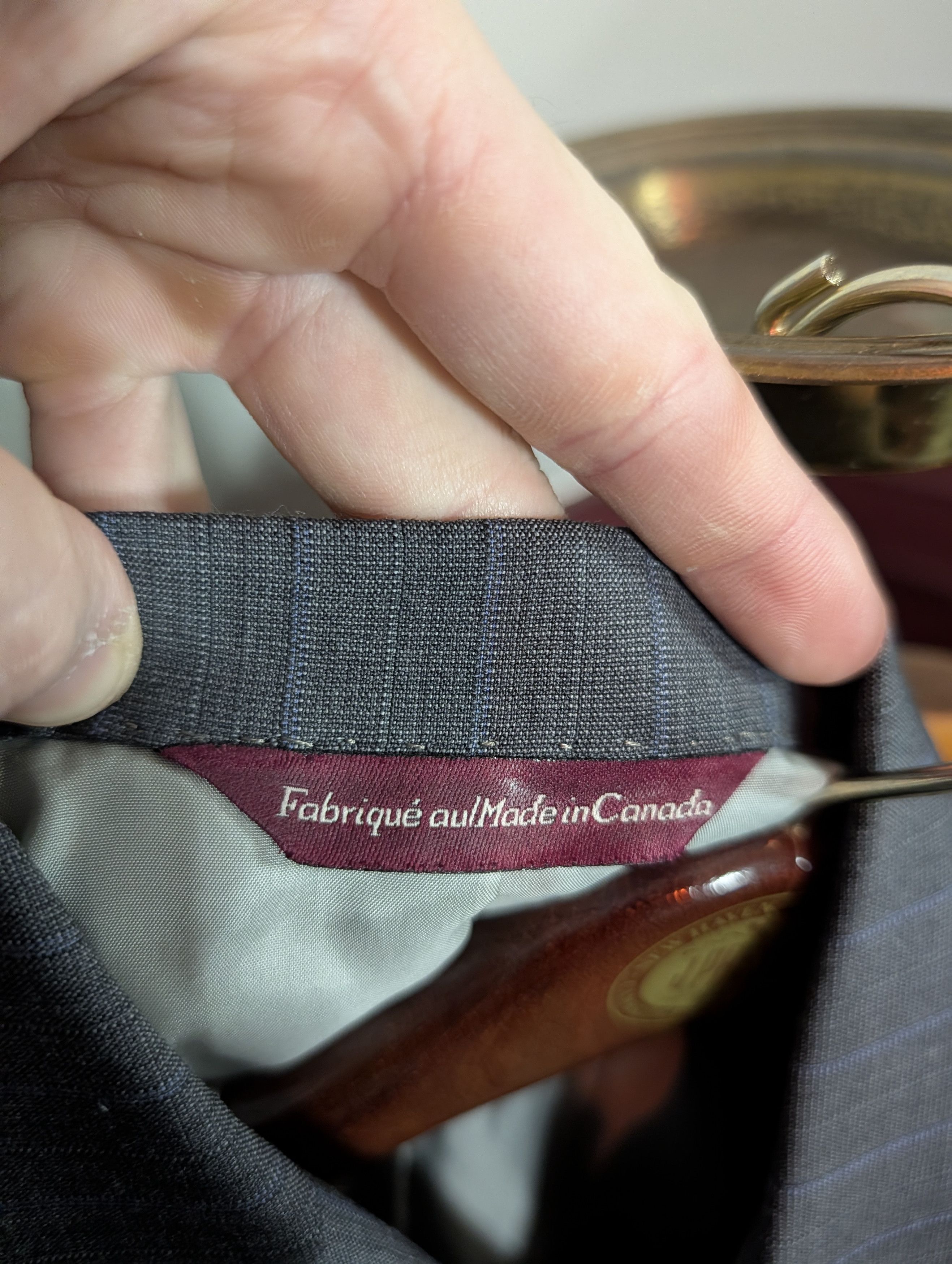 Samuelsohn Italian Super 110s wool gray pinstriped jacket 42R Size 42R - 9 Thumbnail
