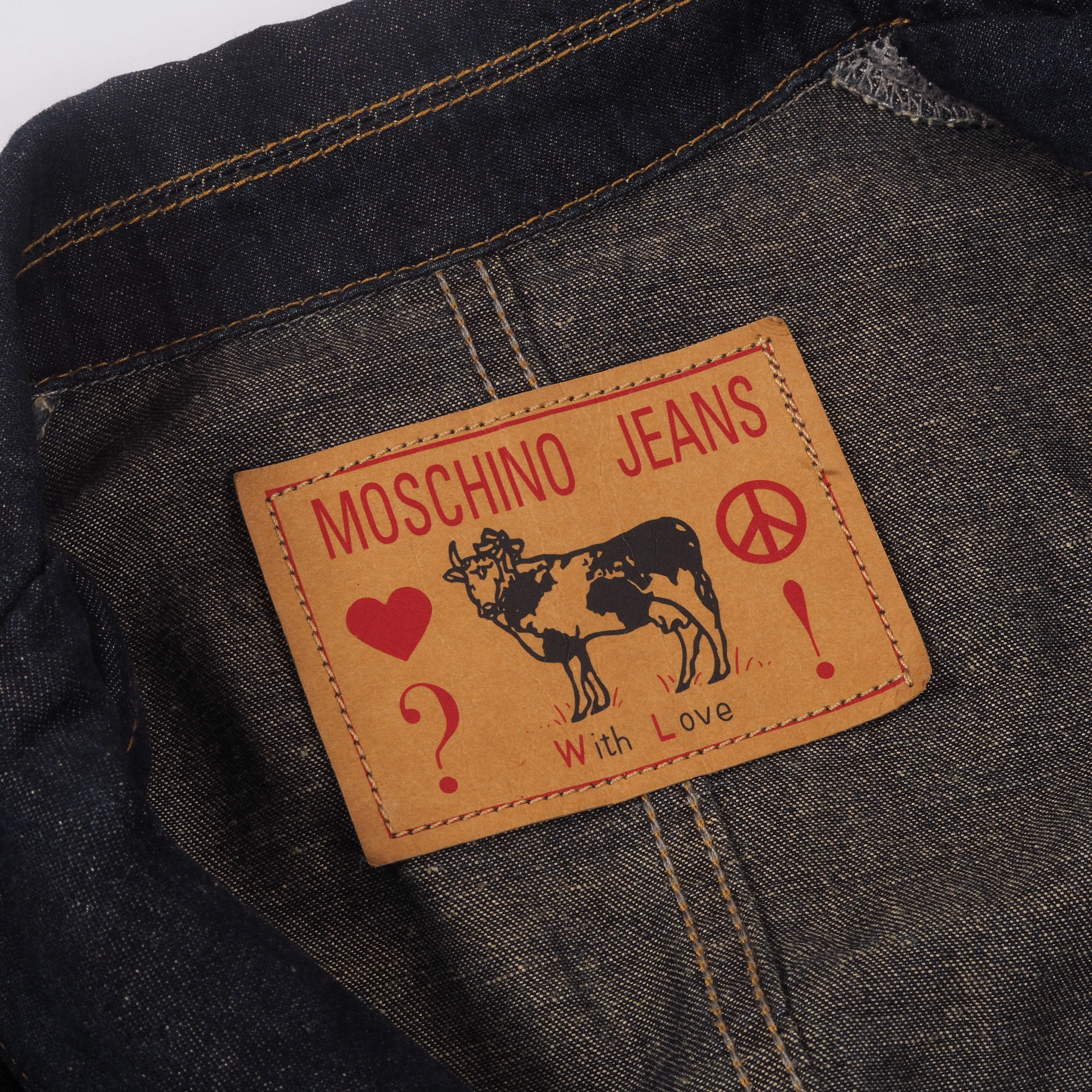 Moschino × Vintage Moschino Jeans Vintage 90s Dark Blue Jean Denim Jacket Size L / US 10 / IT 46 - 6 Thumbnail