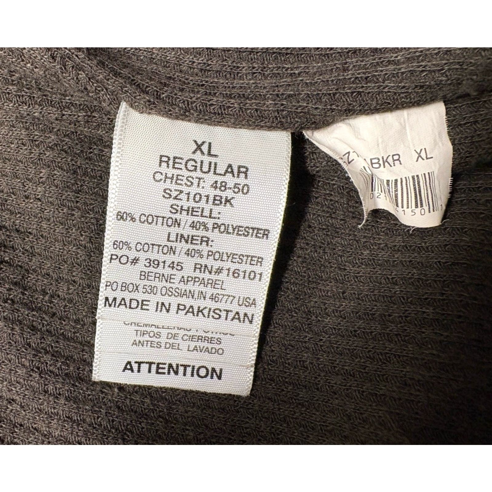Vintage Berne Hoodie Mens XL Black Full Zip Relaxed Crew Workwear Logo Waffle Lined Size US XL / EU 56 / 4 - 7 Thumbnail