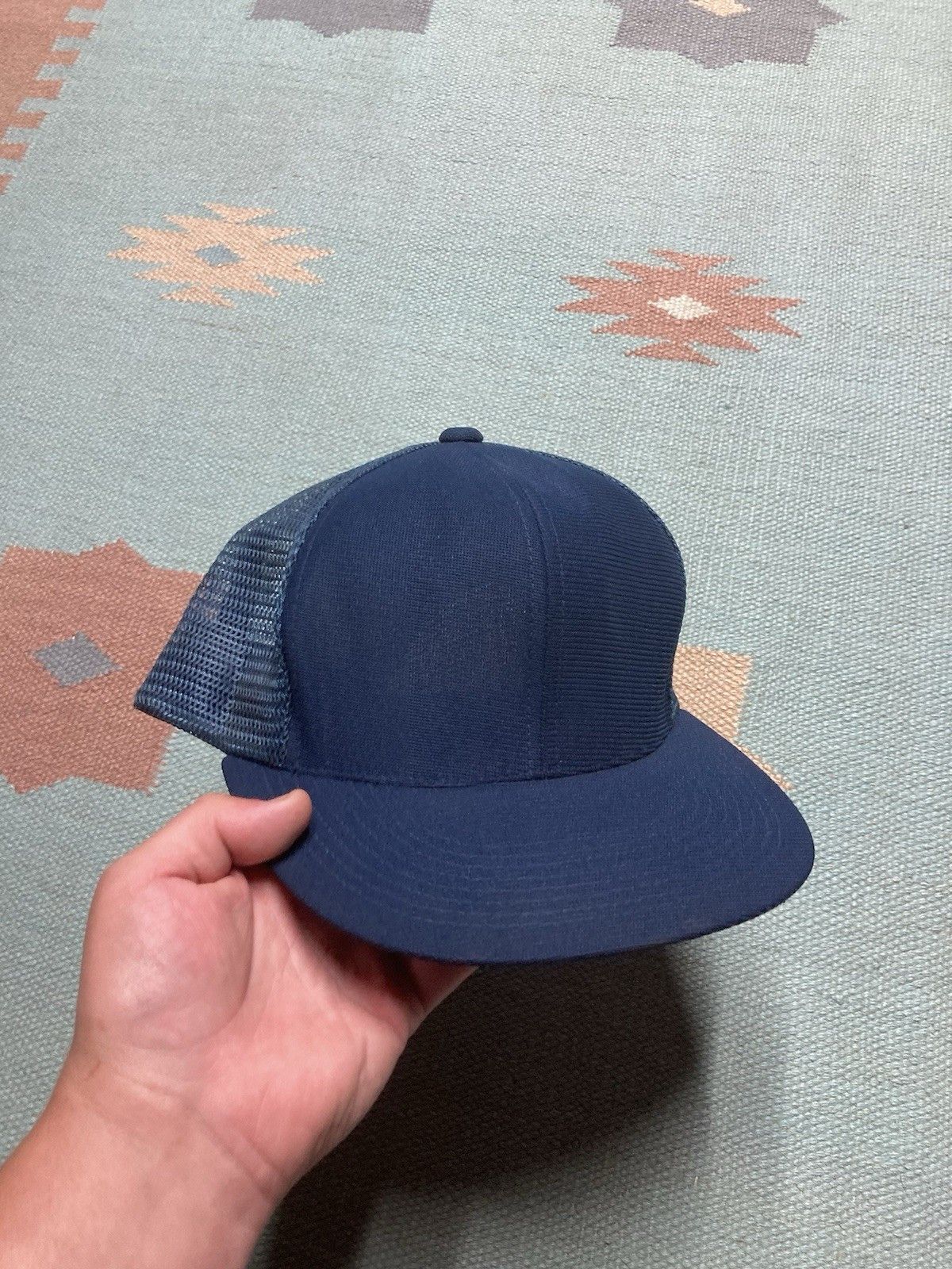Vintage Vintage 80s trucker hat blank plain navy blue SnapBack Size ONE SIZE - 1 Thumbnail
