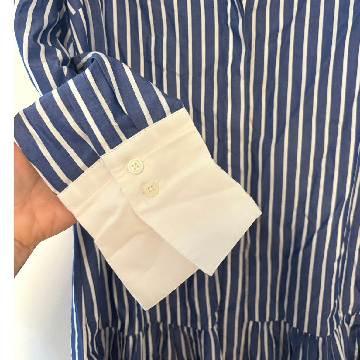 J.Crew NWT J.Crew Tiered Shirtdress Cotton Poplin Blue White Size 6 Size M / US 6-8 / IT 42-44 - 7 Thumbnail