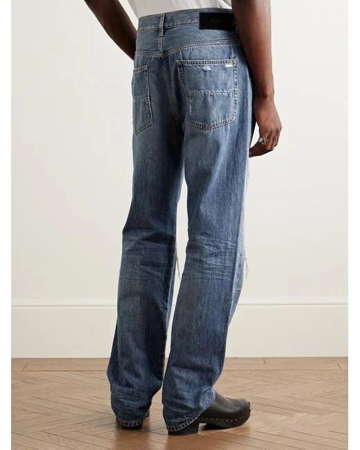Amiri os11x1225 Mx1 Straight-Leg Panelled Distressed Jeans in Blue Size US 36 / EU 52 - 4 Thumbnail