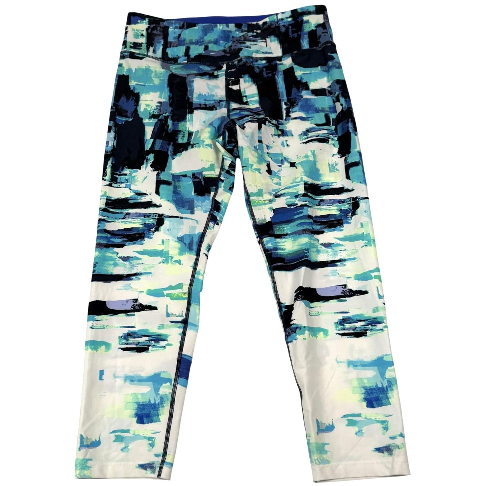 Calvin Klein Calvin Klein Performance Leggings XL Cropped Blue Abstract Print Ankle Activewear Womens Size 40" / US 18 - 2 Thumbnail
