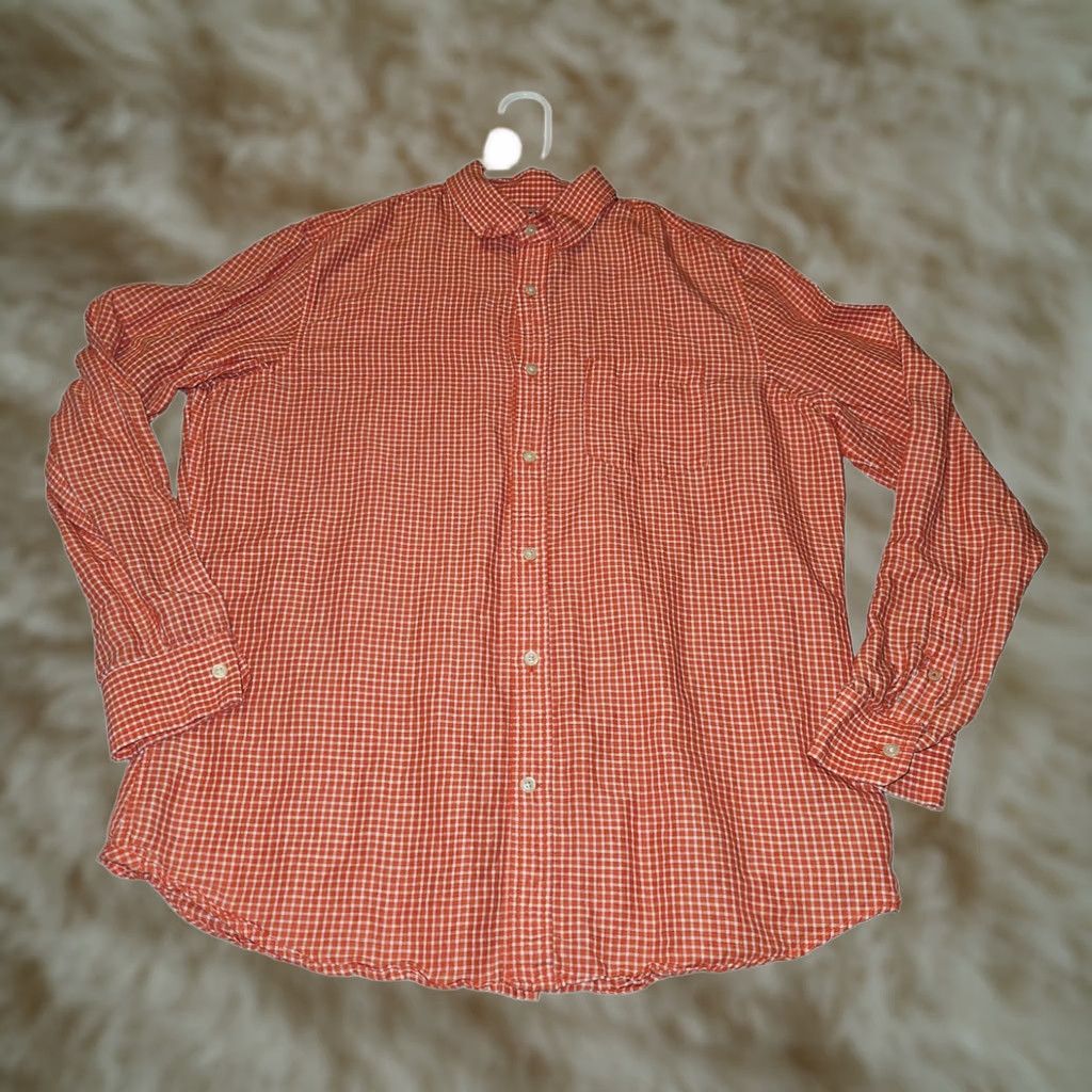 Banana Republic Banana Republic Button-Up Large Men's Burnt Orange Long Sleeve Check Classic Fit Shirt Size US L / EU 52-54 / 3 - 1 Thumbnail