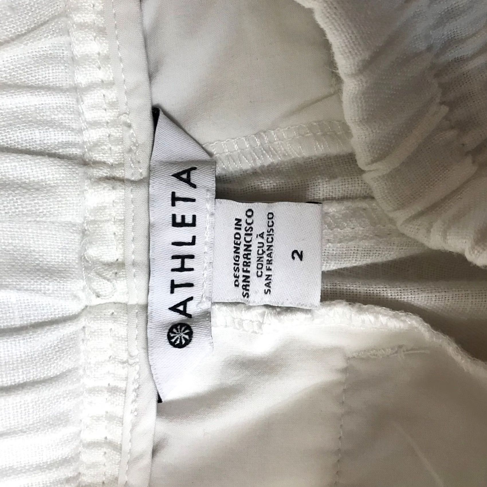 Athleta Athleta Cabo Linen 4" Short White Smocked Drawstring Waist Womens Size 2 Tall Size 26" / US 2 / IT 38 - 7 Thumbnail