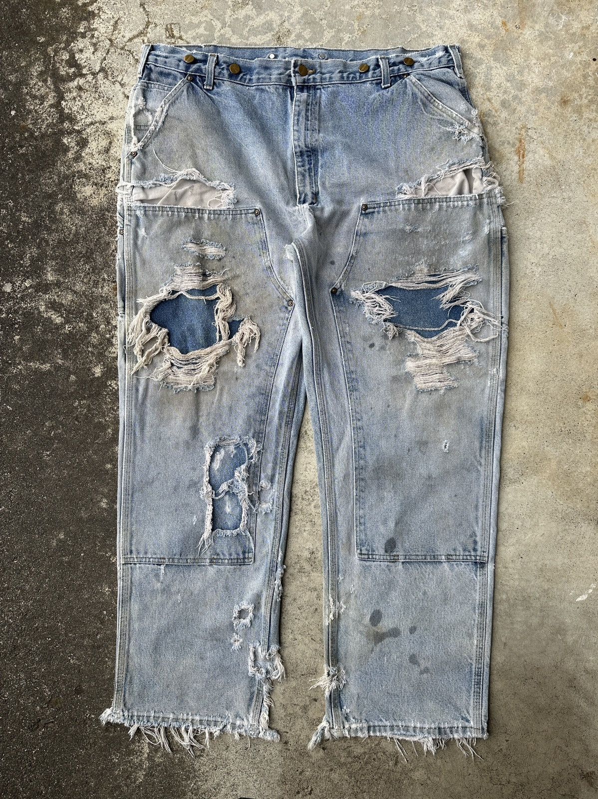 Carhartt Trashed Stonewash Doubleknee Dungaree Carpenter work pant Size US 42 / EU 58 - 1 Thumbnail