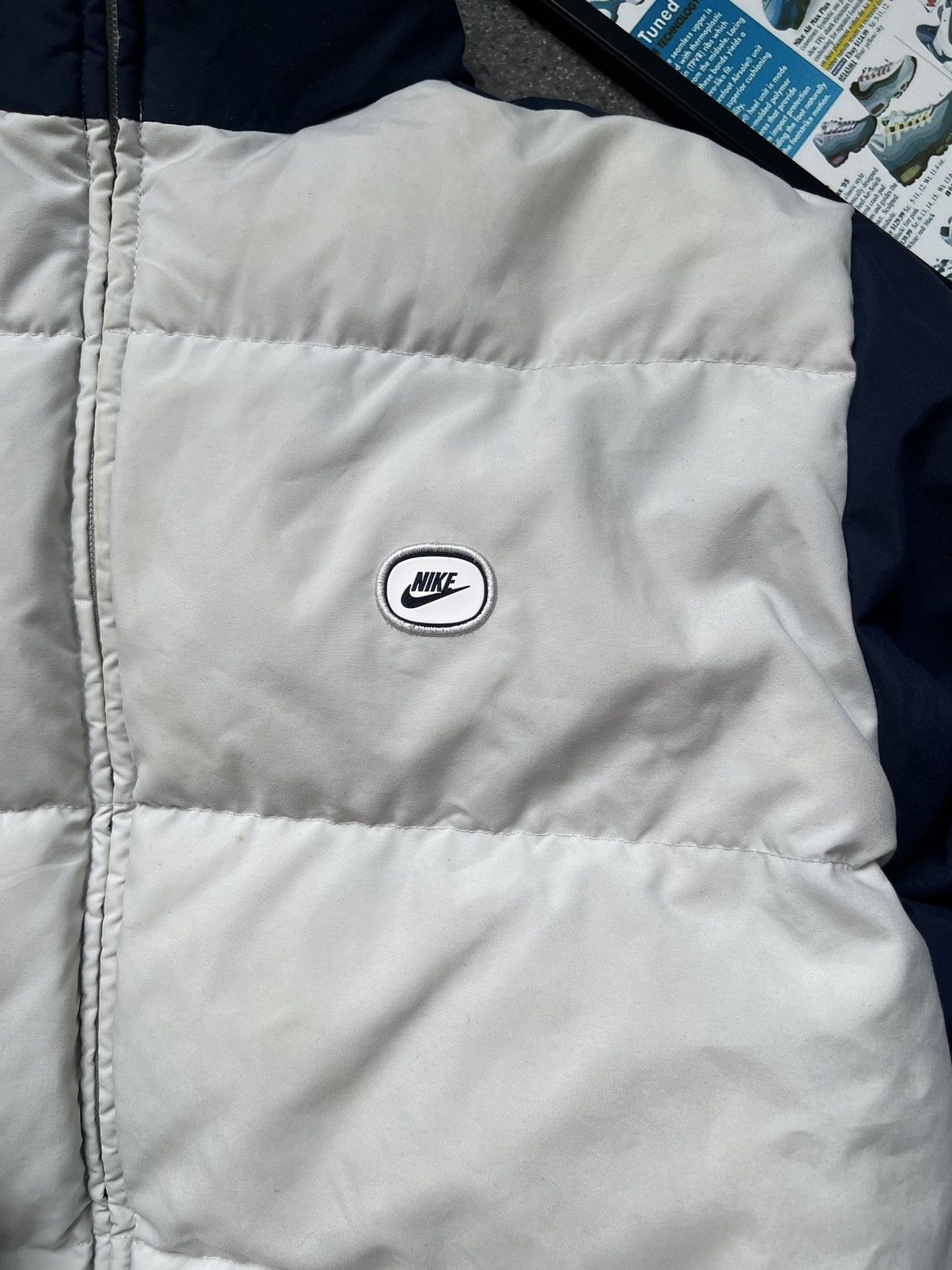 Nike × Vintage Vintage 90's Nike Drill Big Swoosh Down Puffer Jacket Bomber Size US M / EU 48-50 / 2 - 8 Thumbnail