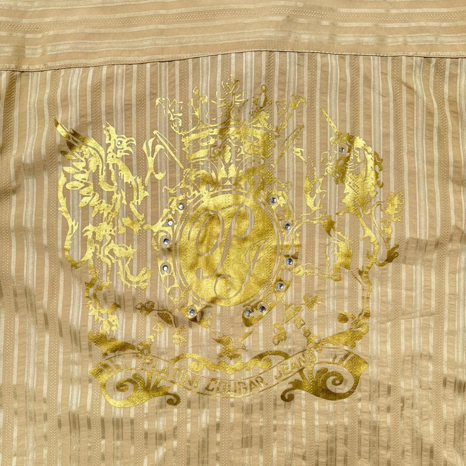 Affliction Y2K Platini Jeans Cougar Button Up Gold Shirt Size US L / EU 52-54 / 3 - 4 Thumbnail