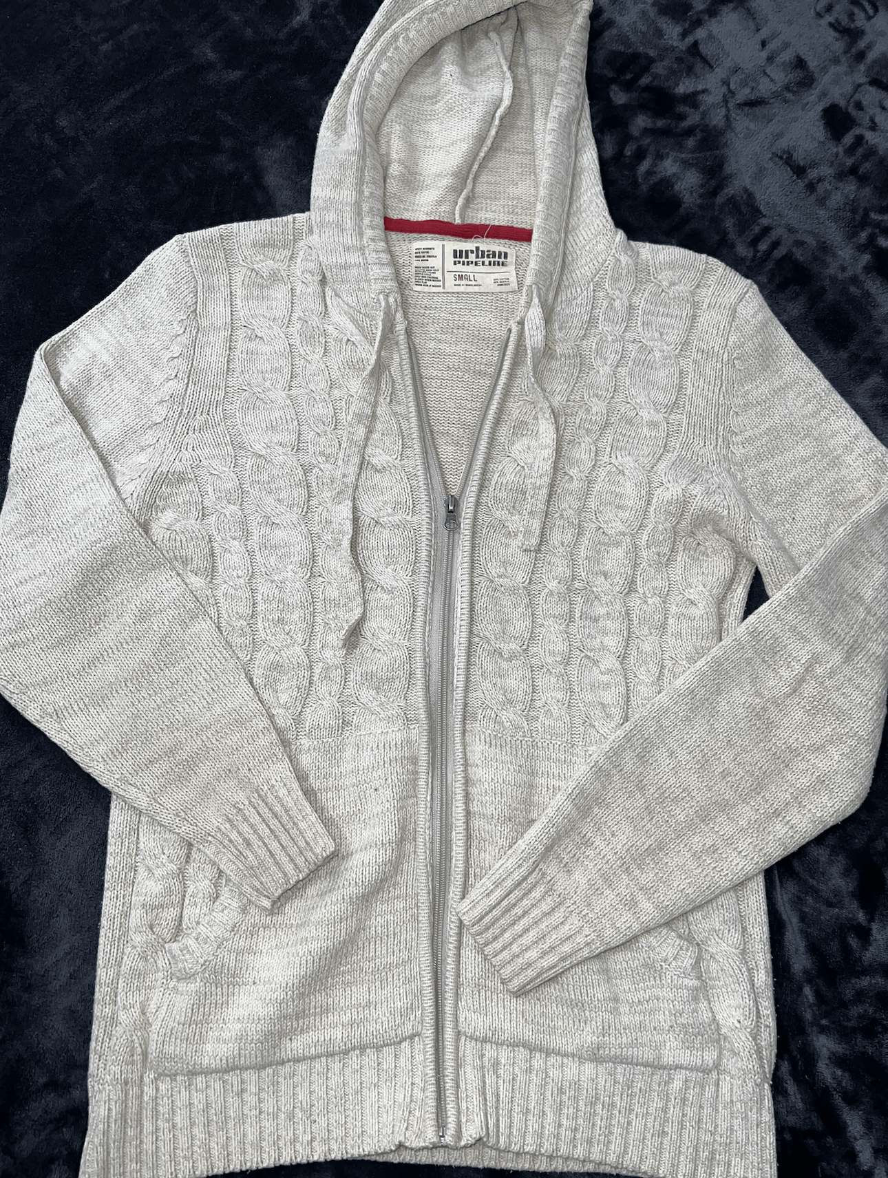 Urban Pipeline Urban Pipeline Beige Cable-Knit Zip-Up Hoodie Size US S / EU 44-46 / 1 - 5 Thumbnail