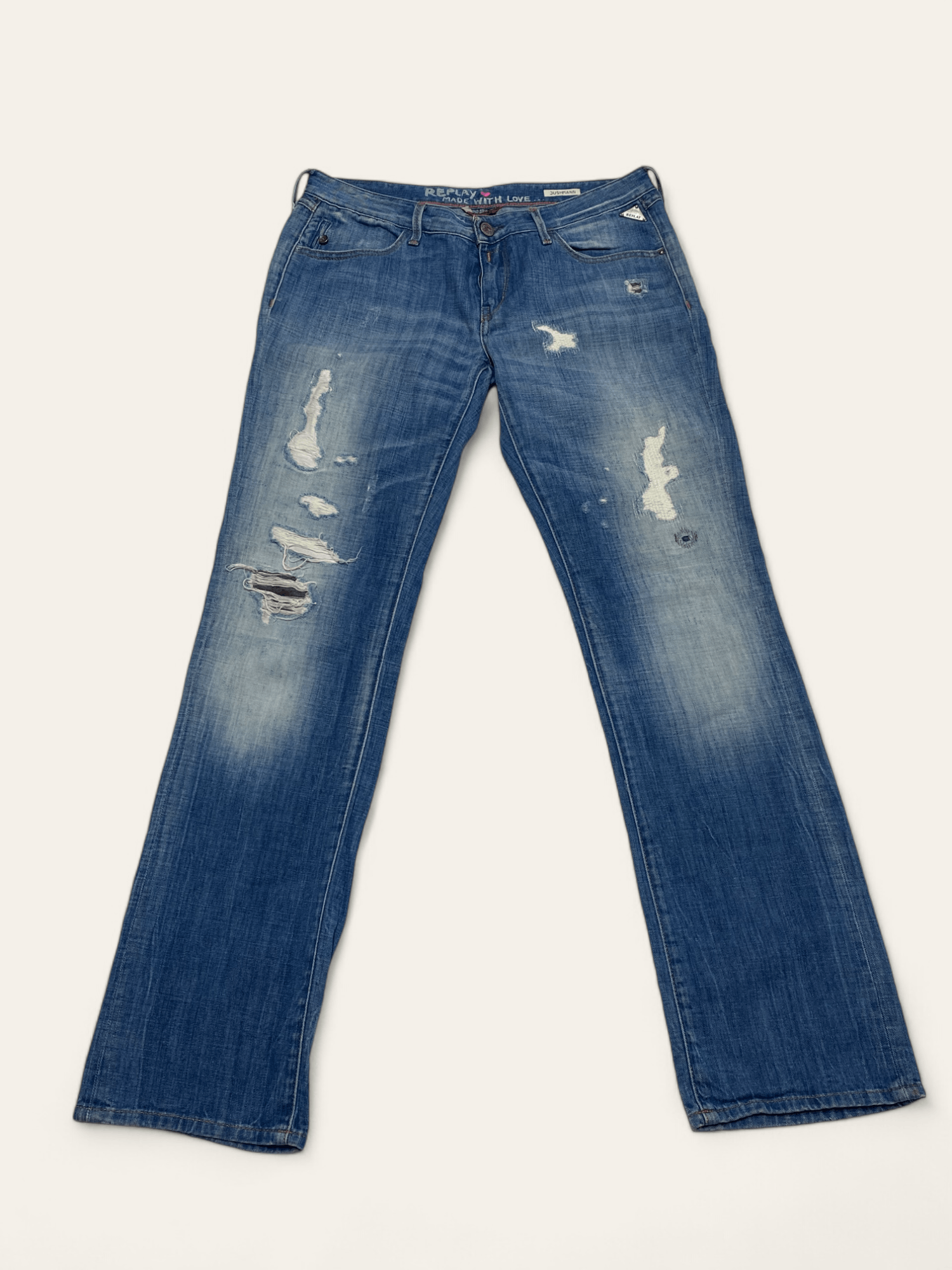 Jean Vintage REPLAY Jeans Y2k Avant Garde Bootcut Baggy Size 32" / US 10 / IT 46 - 1 Thumbnail