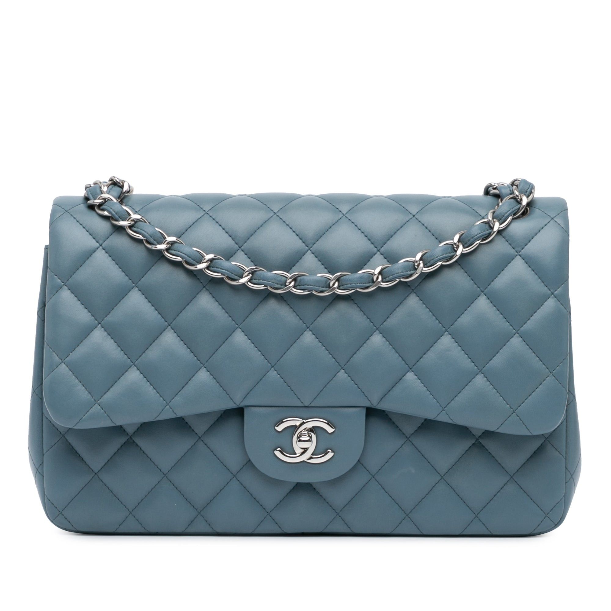 Chanel Chanel Jumbo Classic Lambskin Double Flap Blue Size ONE SIZE - 1 Thumbnail