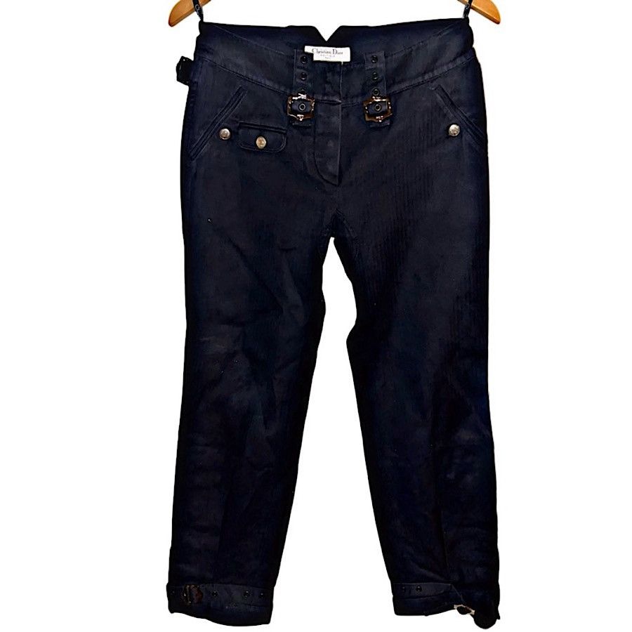 Dior Authentic Christian Dior 04 AW Galliano Black Bondage Denim Size 25" / US 0 / IT 36 - 1 Thumbnail