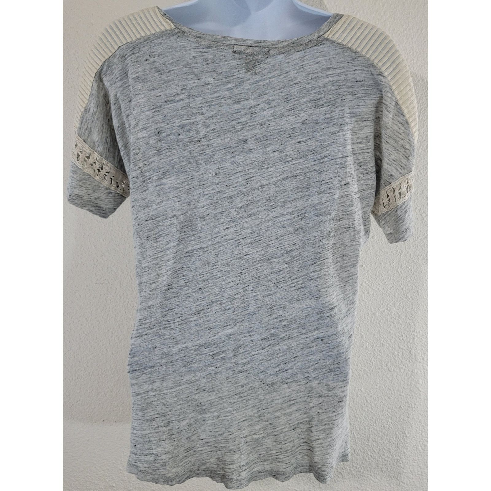 Other J. Crew Gray Heathered Pleats & Lace On Shoulders Top Small Size S / US 4 / IT 40 - 5 Thumbnail