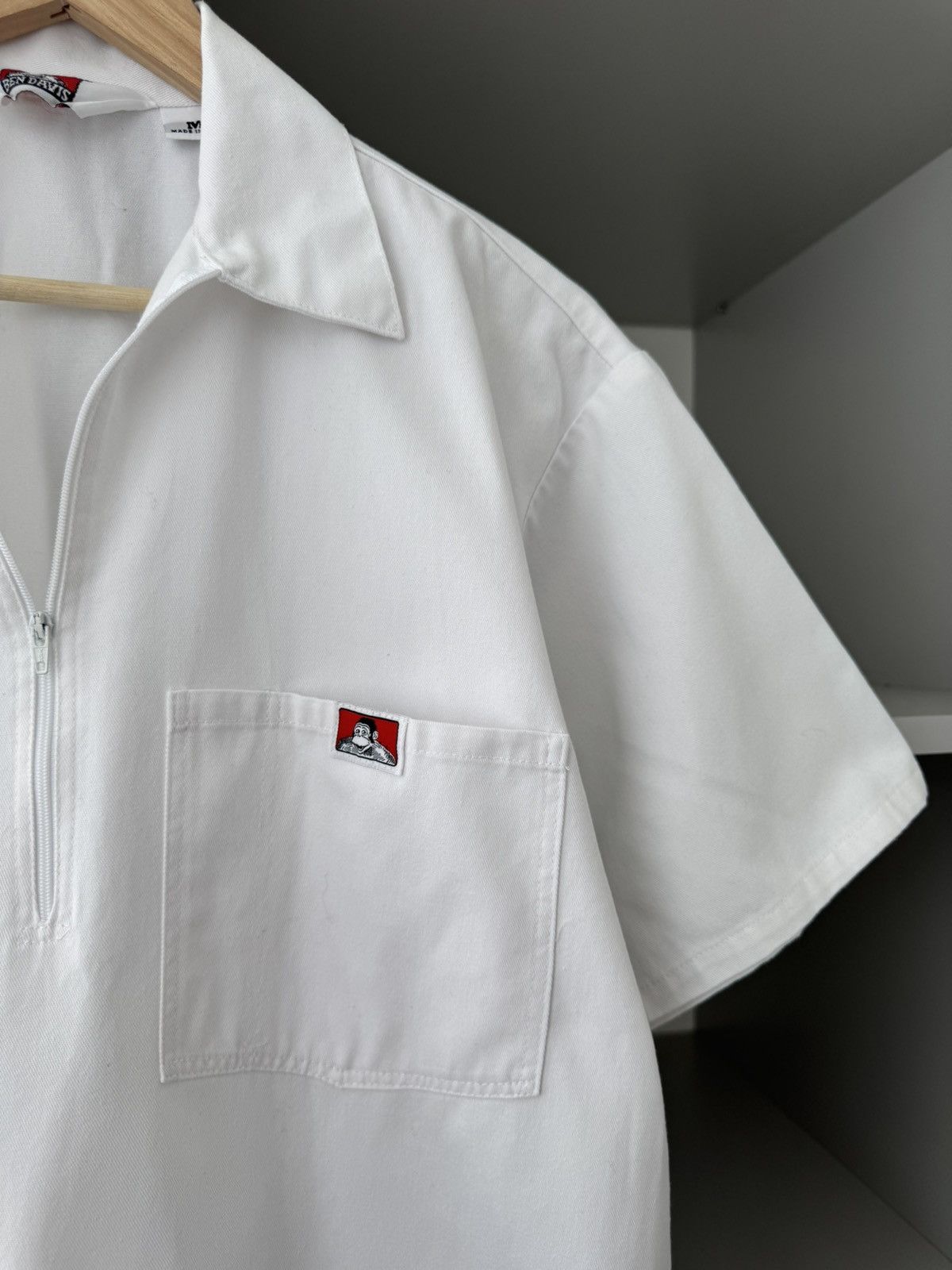 Ben Davis Ben Devis Vintage White 1/3 Zip Pocket Polo Shirt Size US M / EU 48-50 / 2 - 4 Thumbnail