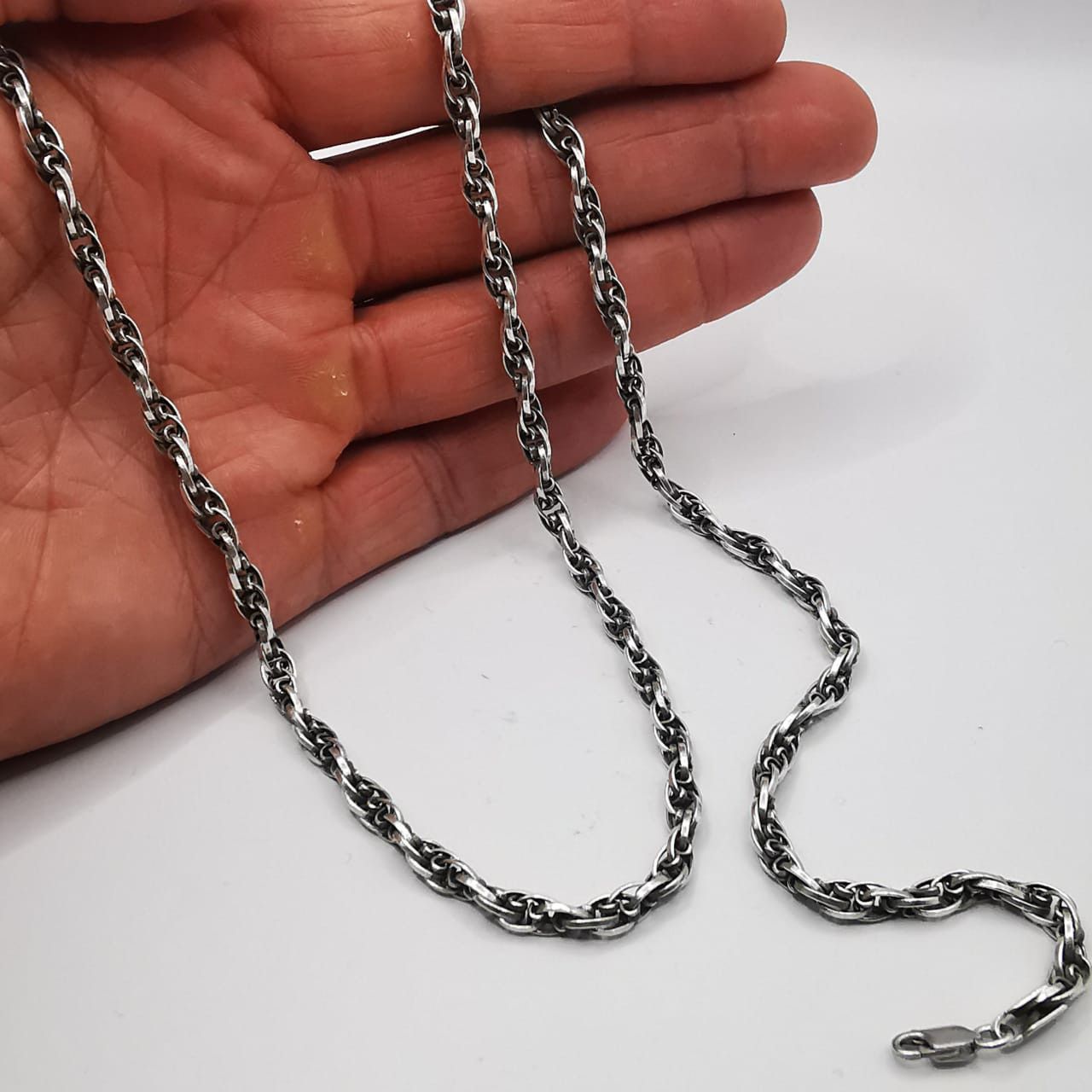 Sterling Silver Vintage Jewelry Chain, 925 Sterling Silver, Signed 25,77g Size ONE SIZE - 8 Thumbnail