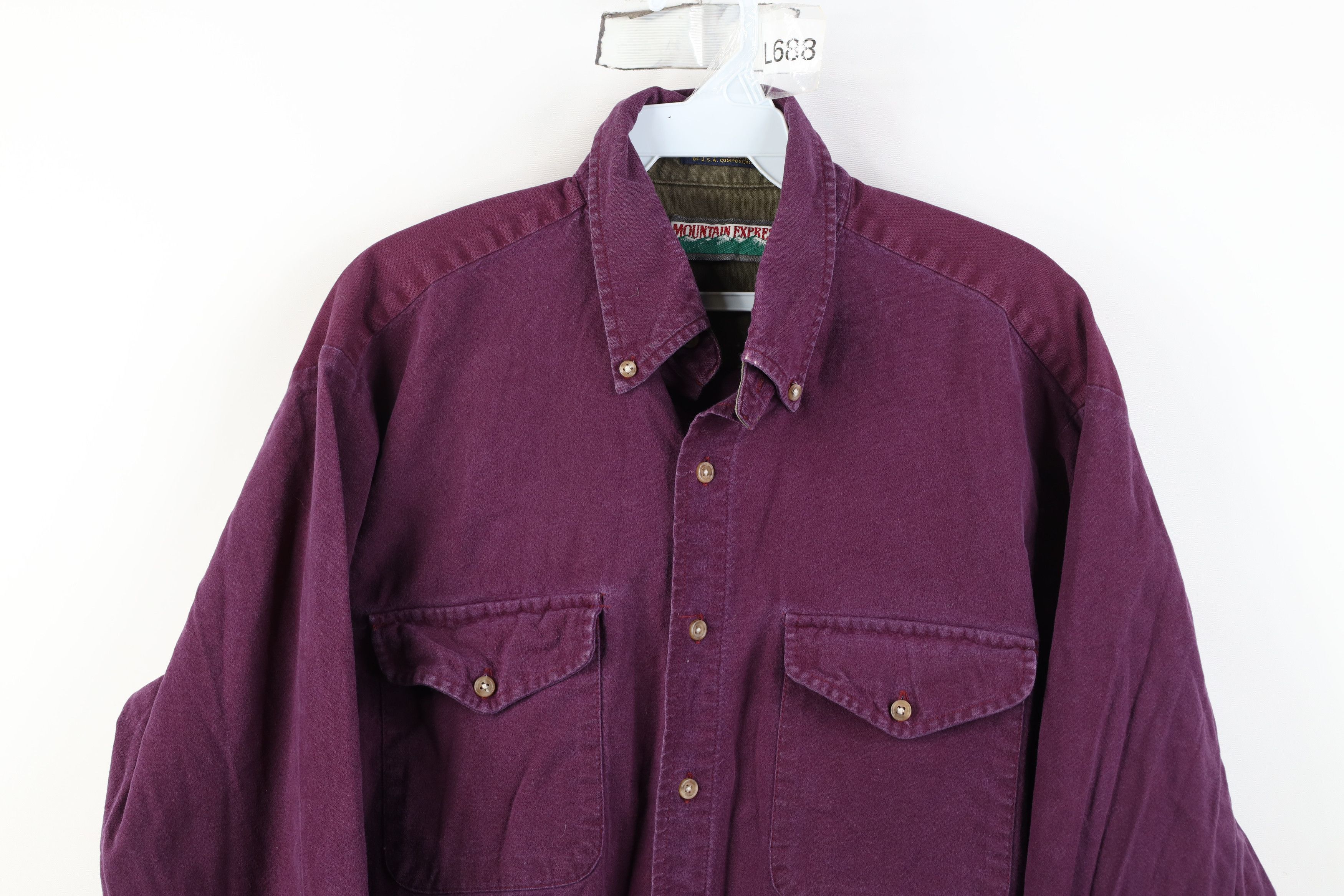 Vintage Vintage 90s Streetwear Chamois Collared Button Down Shirt Size US L / EU 52-54 / 3 - 2 Thumbnail