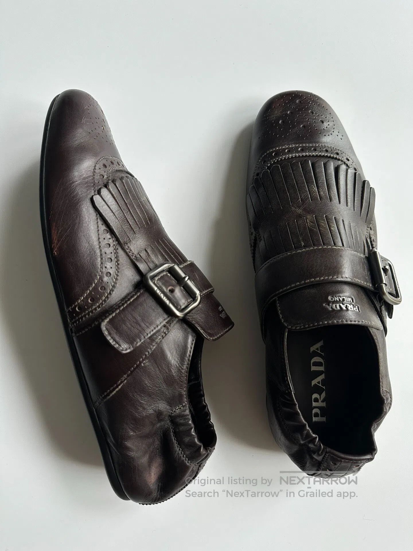 Prada Prada 25SS Fringe Munk Shoes – Thin-soled Leather Shoes| Size US 7.5 / EU 40-41 - 1 Thumbnail