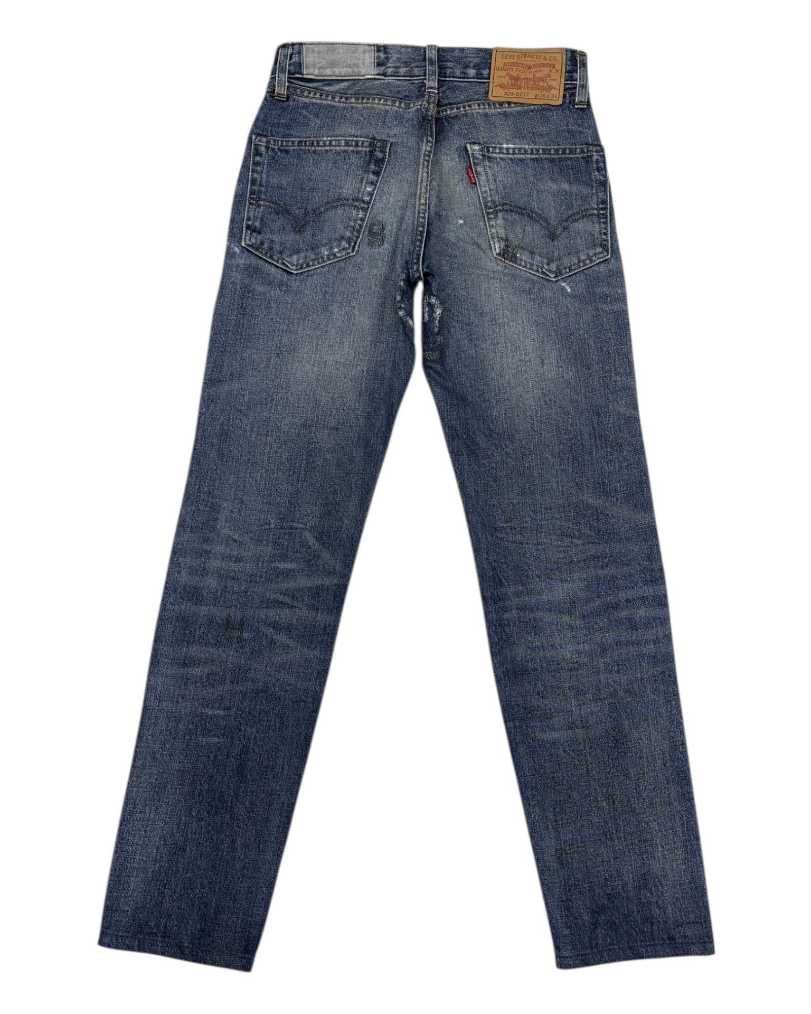 Levi's VINTAGE LEVIS 505 BIG E SELVEDGE DISTRESSED DENIM JEAN Size 27" / US 4 / IT 40 - 9 Thumbnail