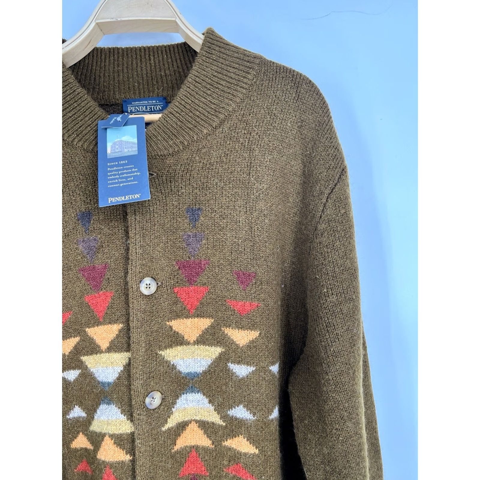 Pendleton VINTAGE Pendleton Jacquard Shetland Bomber Cardigan Men’s Size XXL Brown Wool Aztec Size US XXL / EU 58 / 5 - 3 Thumbnail