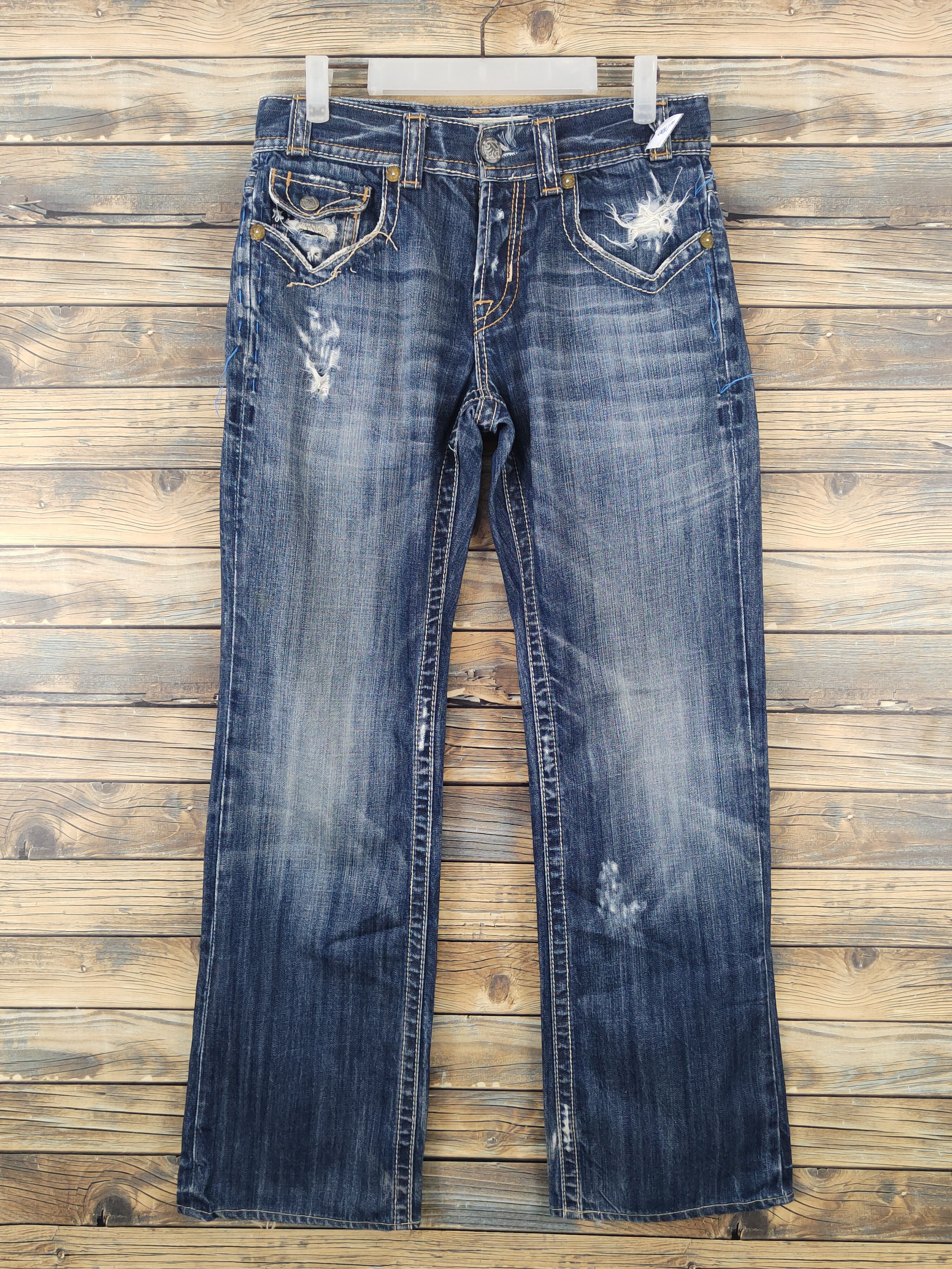 Mek Denim Mek Denim Dark Blue Distressed Ripped Jeans #W1700 Size 30" / US 8 / IT 44 - 1 Thumbnail
