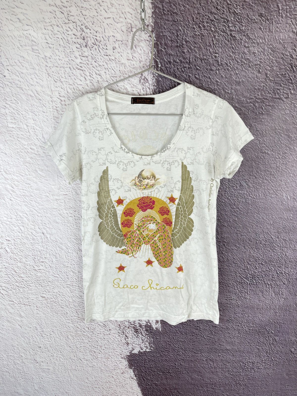 Christian Audigier Paco Chicano by Christian Audigier heaven theme white tee Size S / US 4 / IT 40 - 1 Thumbnail