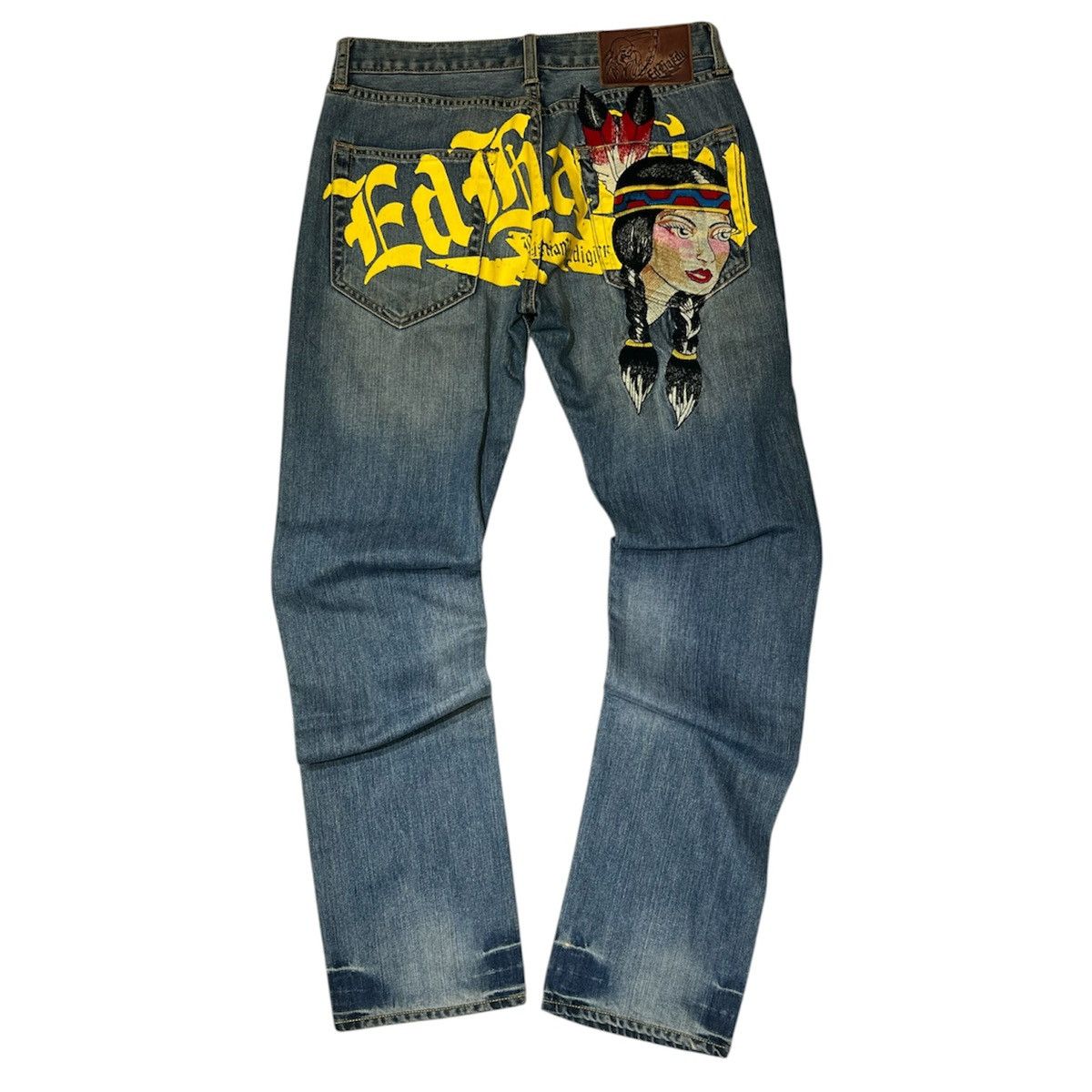 Ed Hardy Ed Hardy Native American Maiden Embroidered Straight Jeans Size US 32 / EU 48 - 1 Thumbnail