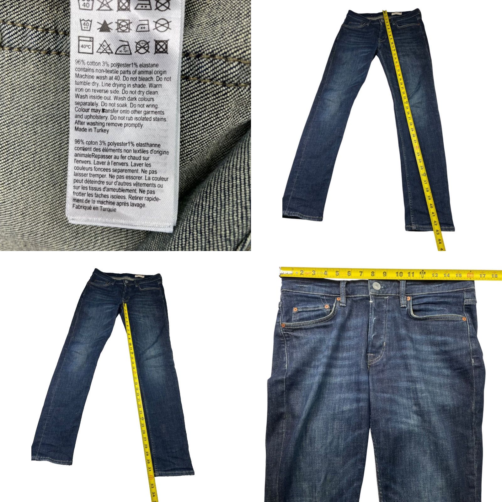 Allsaints AllSaints Jeans Rex Distressed Slim Button-Fly 31x32 Medium Wash Blue Mens Size US 31 - 8 Thumbnail
