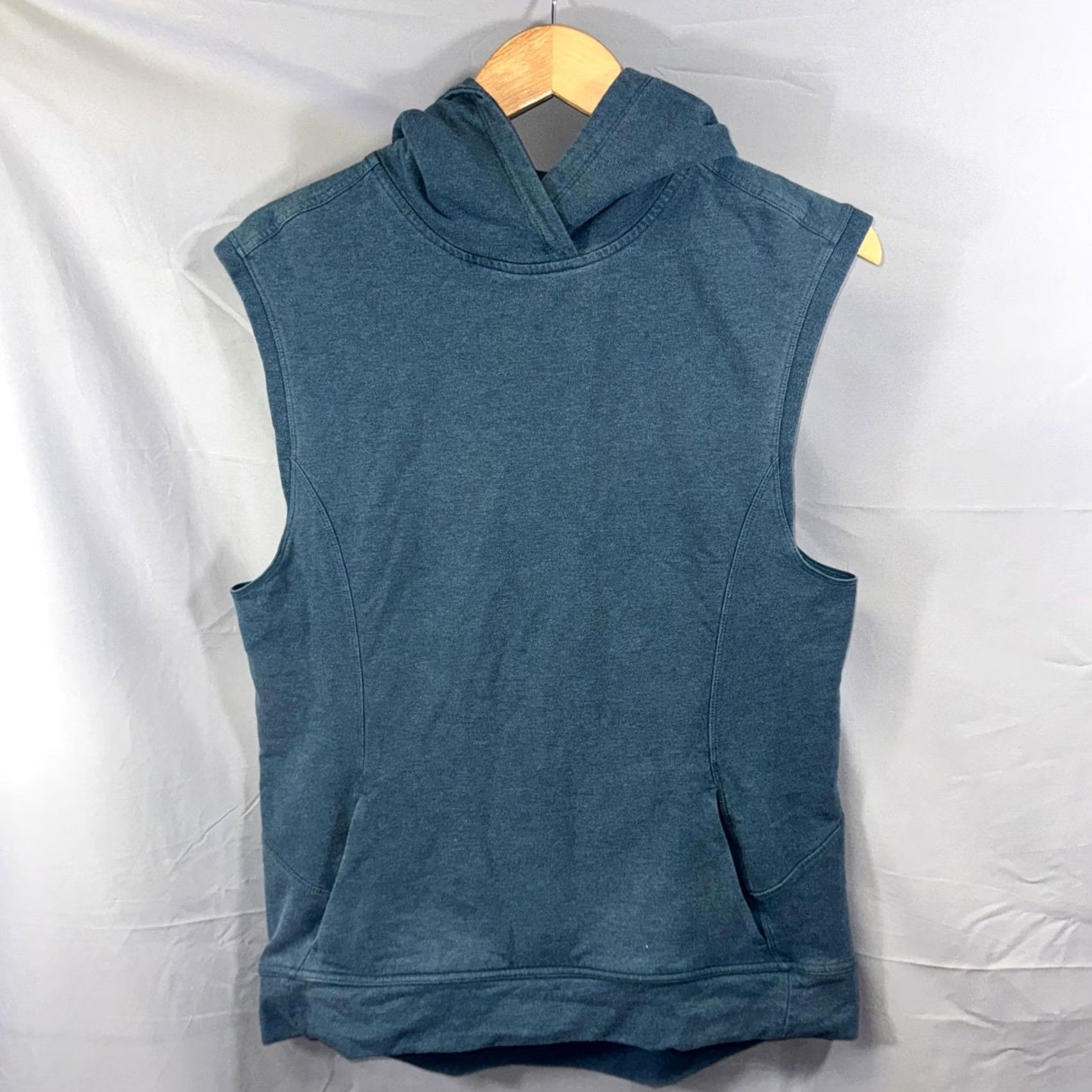 Lululemon Lululemon Hoodie Womens 10 Blue Heather Sleeveless Hoodie Sweatshirt Vest Logo Pockets Sleeveless Knit Hooded Pullover Size L / US 10 / IT 46 - 2 Thumbnail