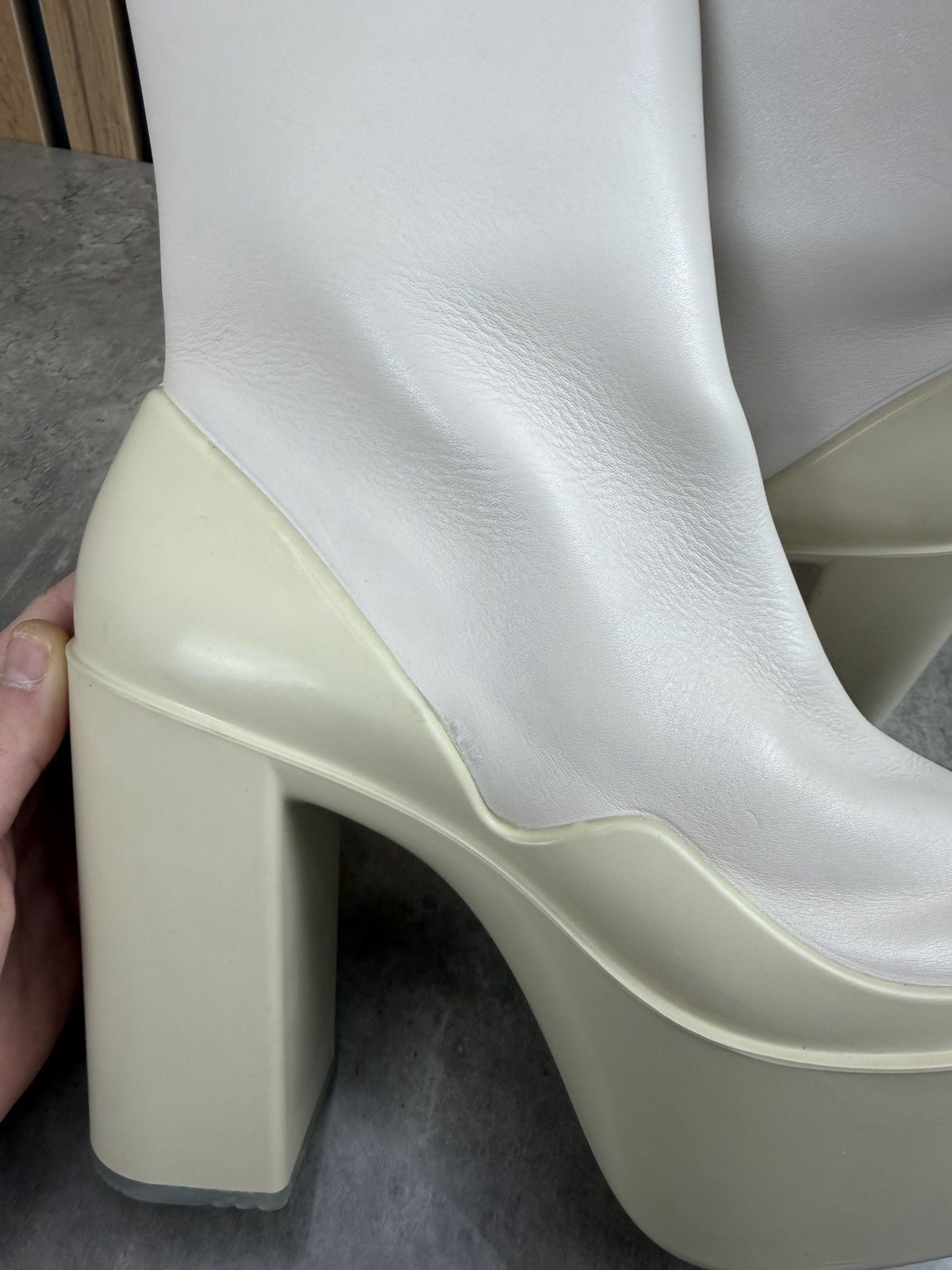 Peter Do at.kollektive x Peter Do Leather Platform Ankle Boots White Size US 10 / IT 40 - 11 Thumbnail